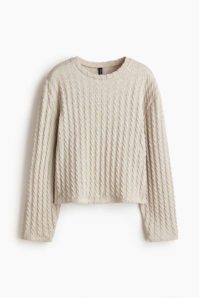 Cable-Knit Sweater - Light beige melange - 1