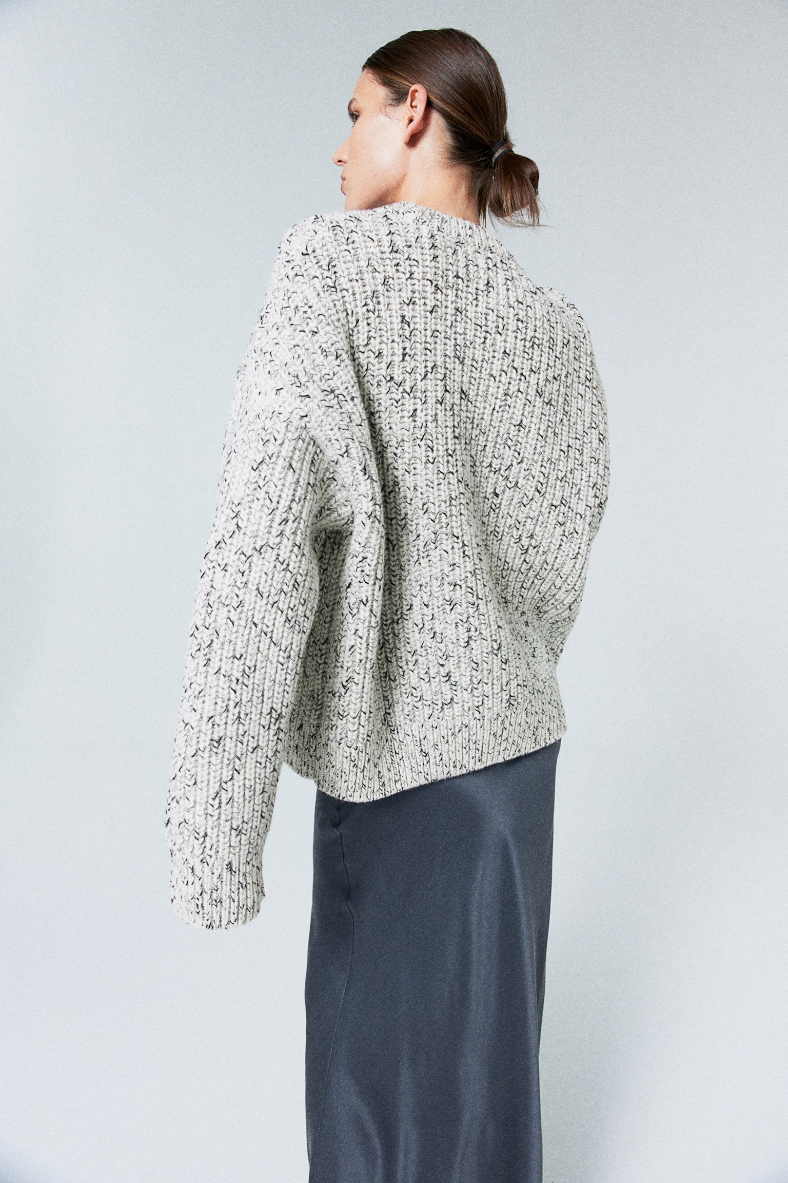 Oversized wool-blend jumper - White/Black marl/Black marl - 4