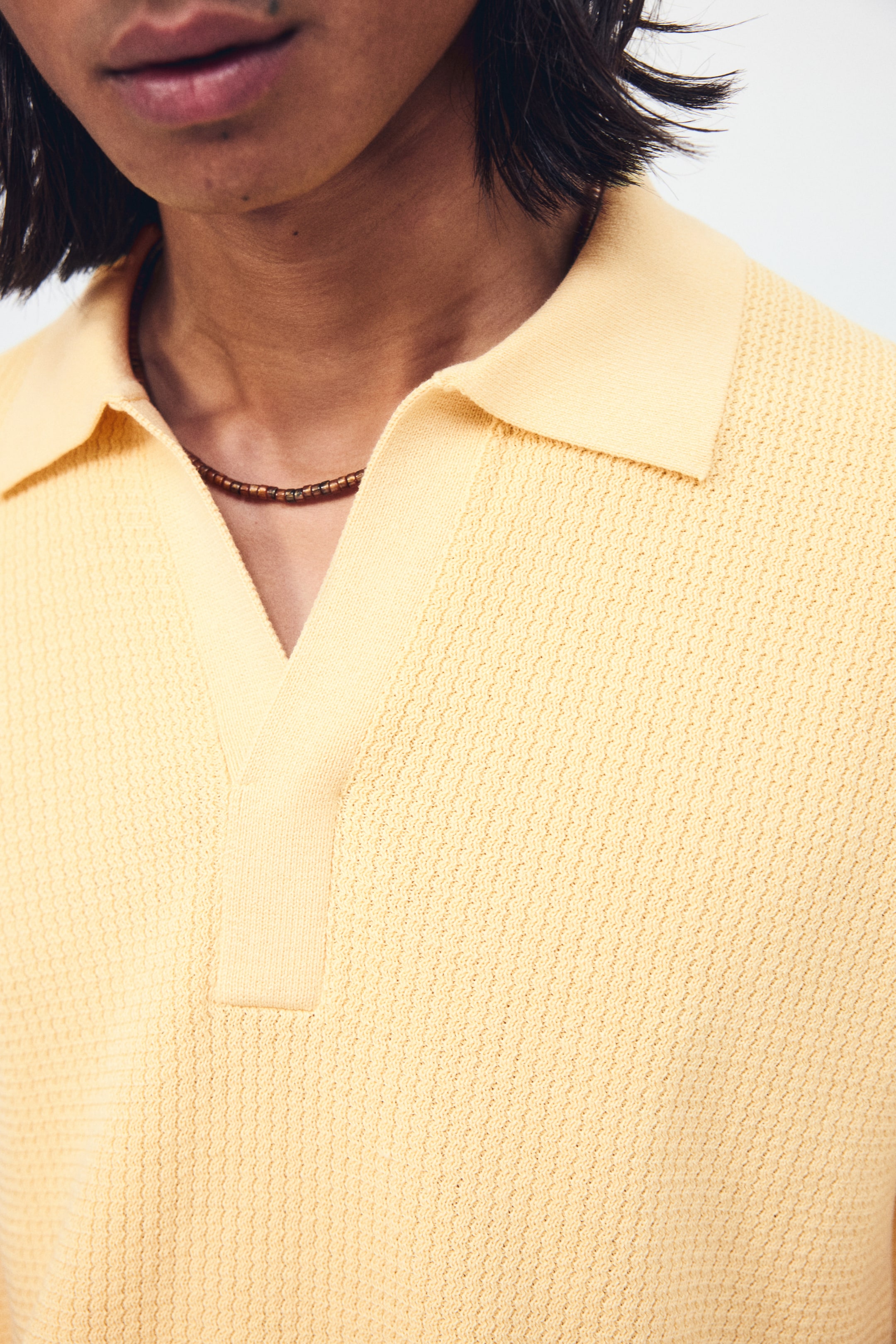 Regular-Fit Cable-Knit Polo Shirt