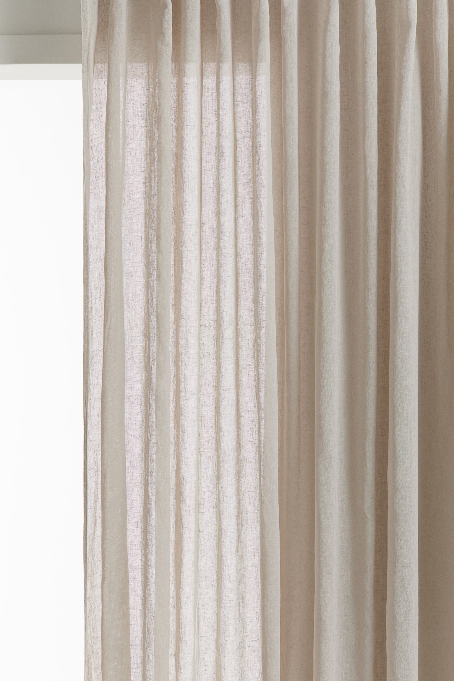 2-pack long linen-blend curtain lengths - Light greige