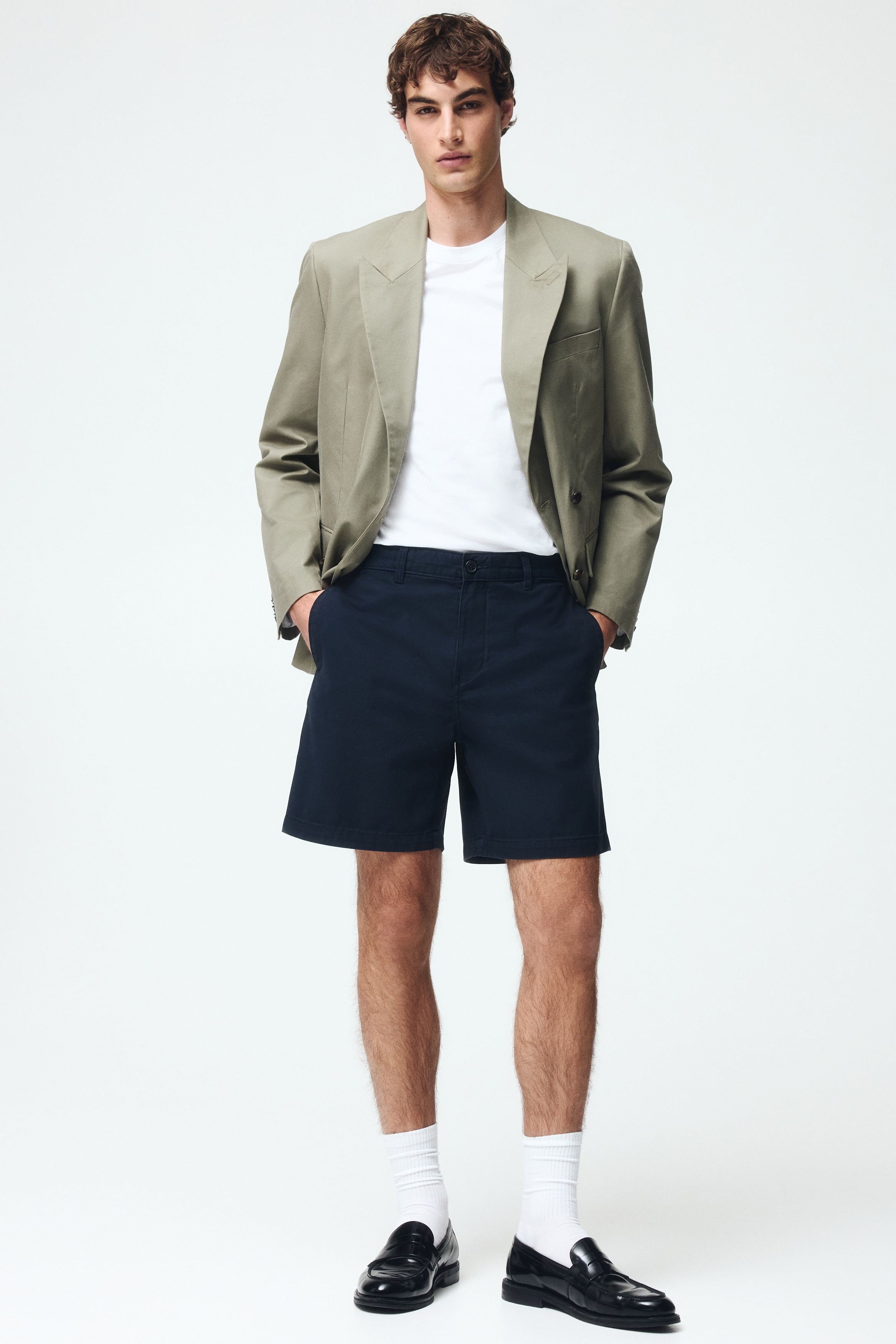Relaxed Fit Chino shorts-Navy blue
