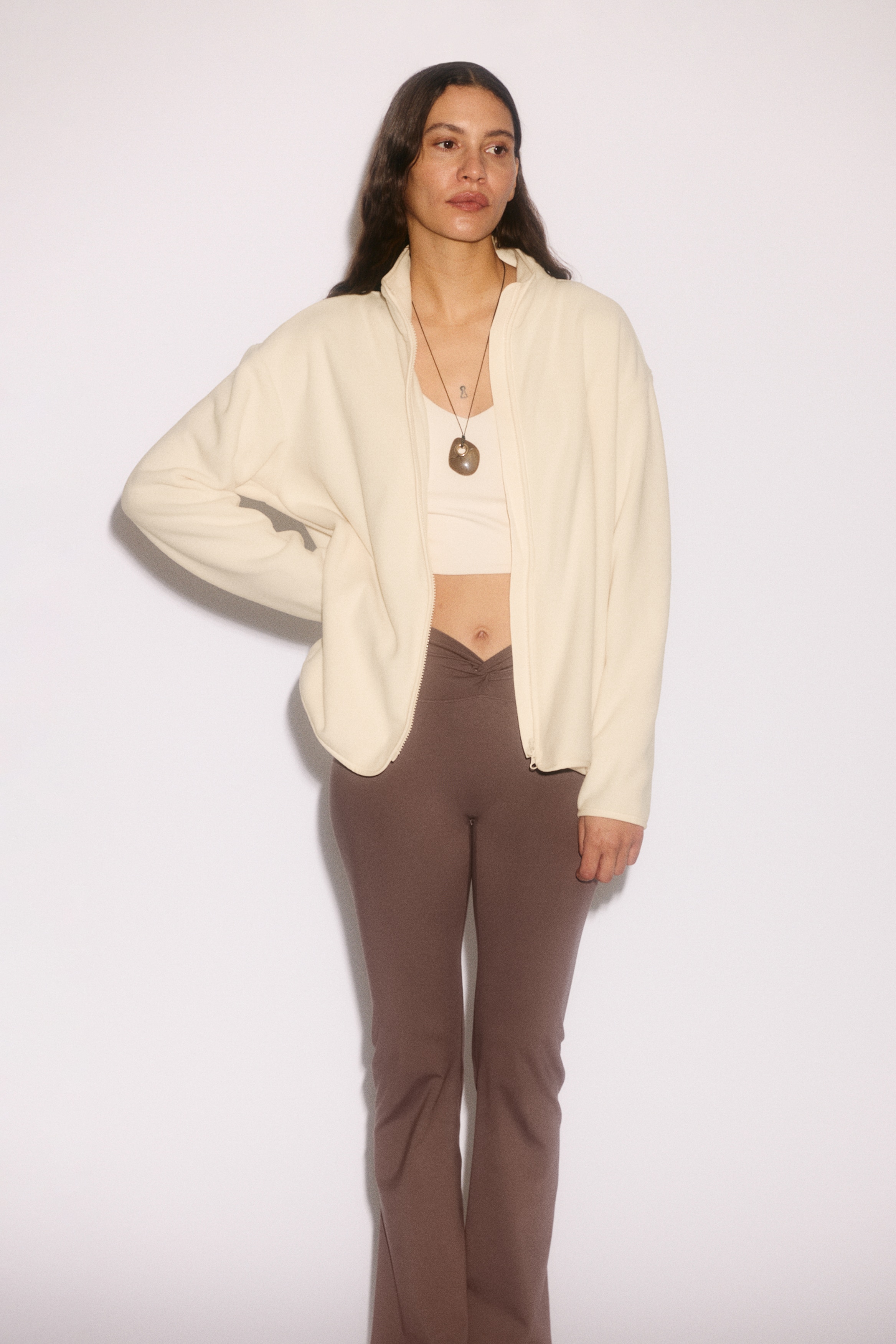 Φλις αθλητική ζακέτα Regular Fit - Ανοιχτό βερικοκί/Μουντό μοβ