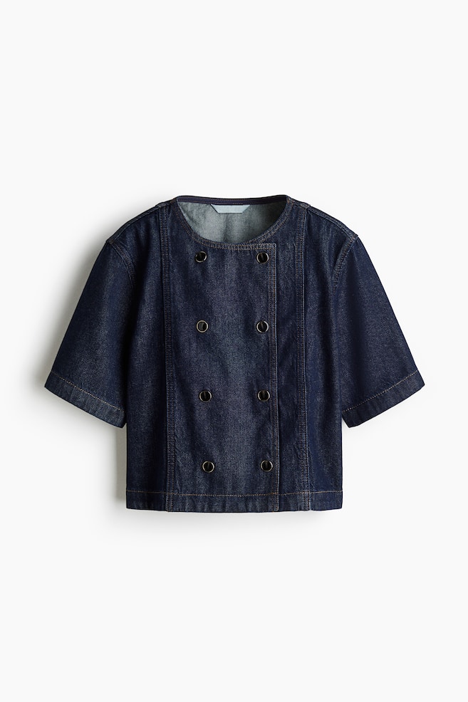Double-breasted denim shirt - Dark denim blue - 1