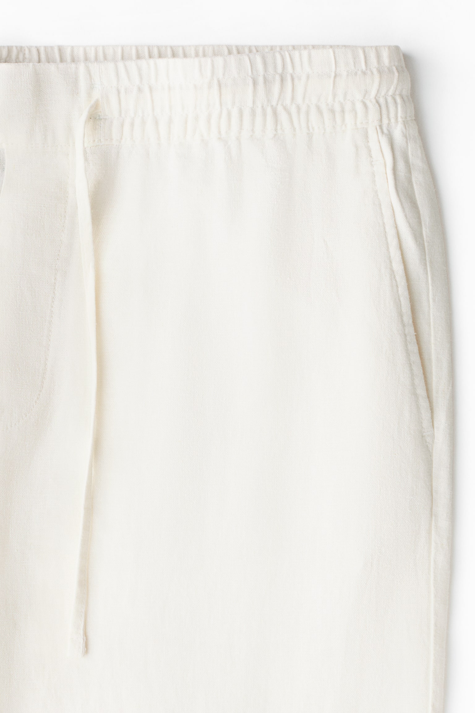 Relaxed Fit Linen-blend trousers - White/Black/White/Striped - 6