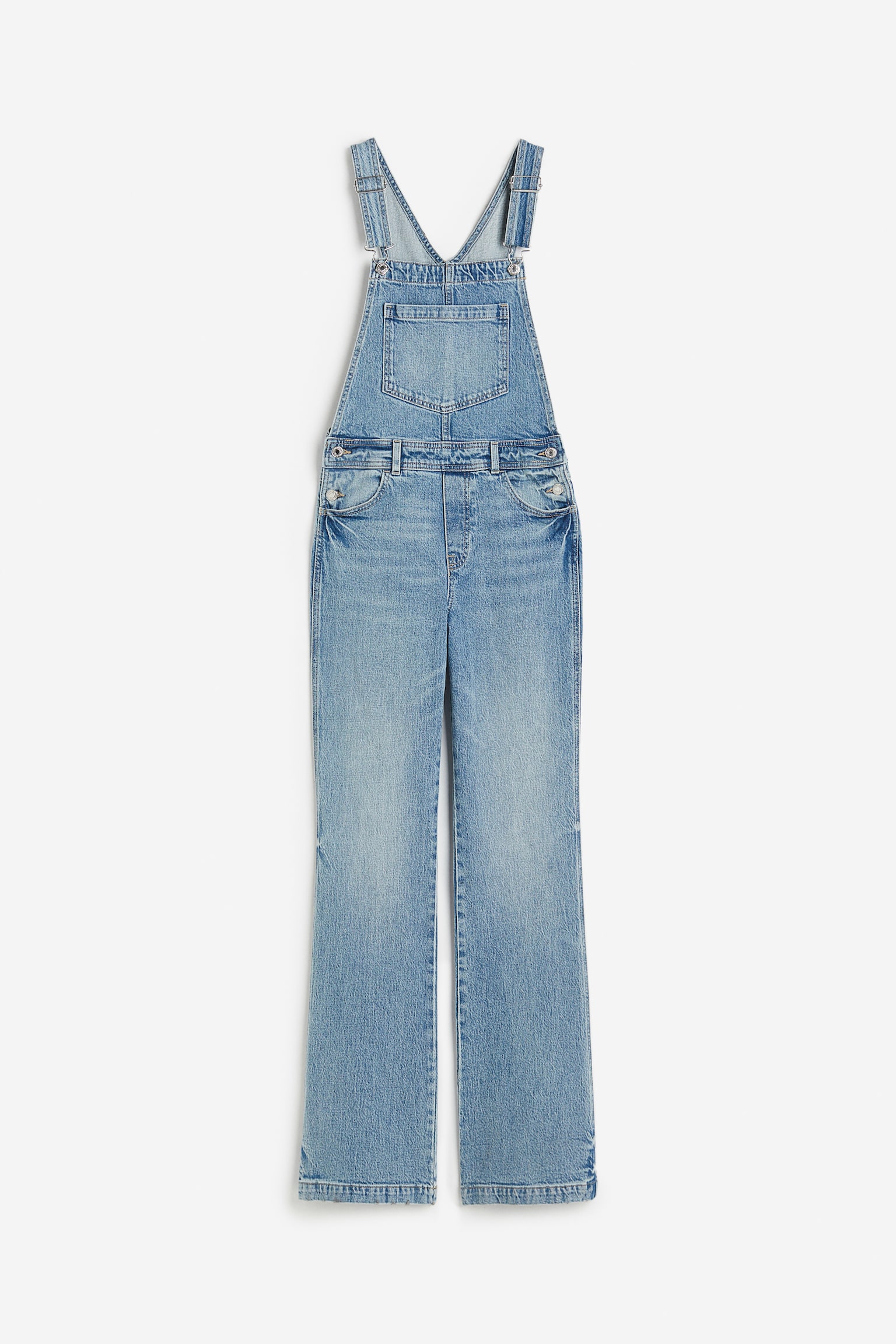 Flared Denim Dungarees - Light denim blue - 1