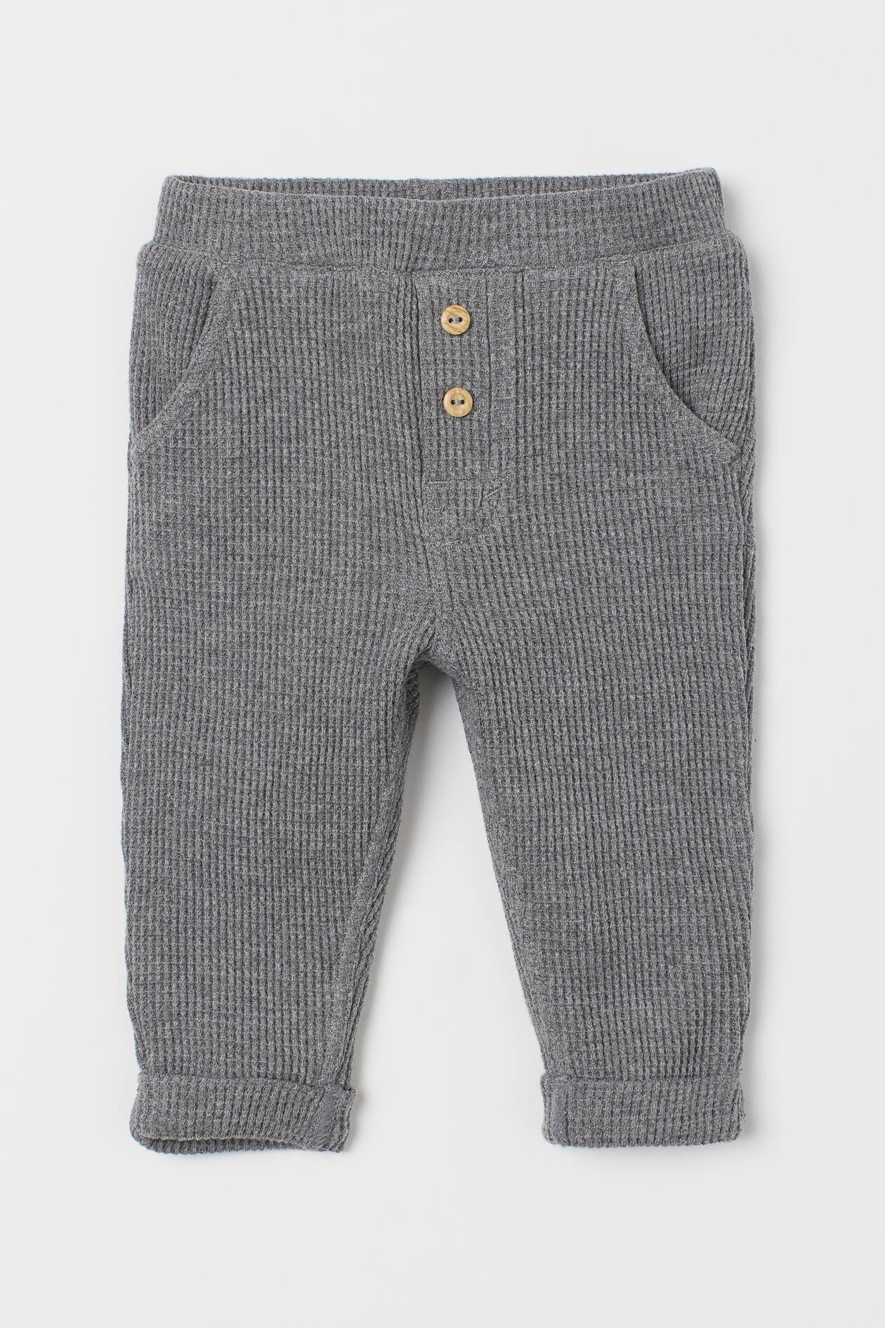 Waffled Pants - Regular waist - Long - Gray melange - Kids | H&M US