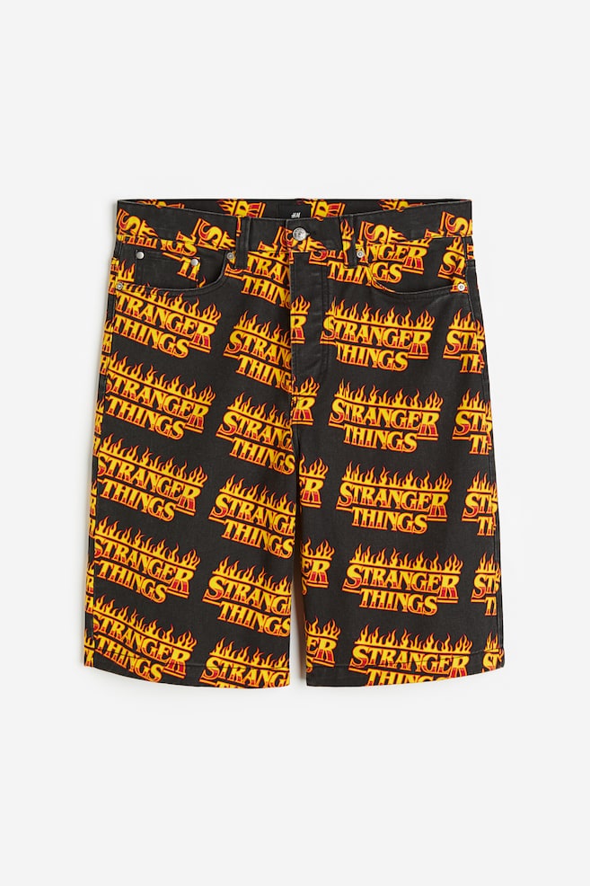 Loose Fit Printed twill shorts - Black/Stranger Things - 2