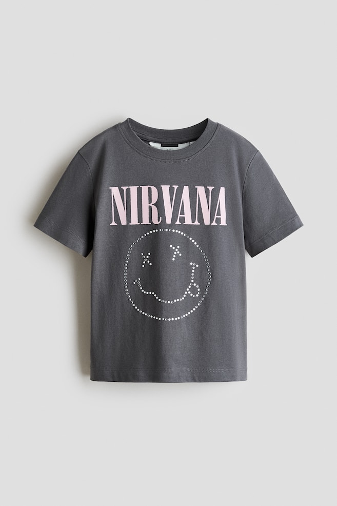 Print-motif cotton T-shirt - Dark grey marl/Nirvana/White/KPop Demon Hunters/Dark grey/KPop Demon Hunters/White/Zootopia/Pink/Moana/Pink/Lilo & Stitch/Light pink/KPop Demon Hunters/White/KPop Demon Hunters/Cream/Hello Kitty/Light pink/Lilo & Stitch/Pink/Bluey/Black/Lilo & Stitch/Dark grey/Hello Kitty - 1