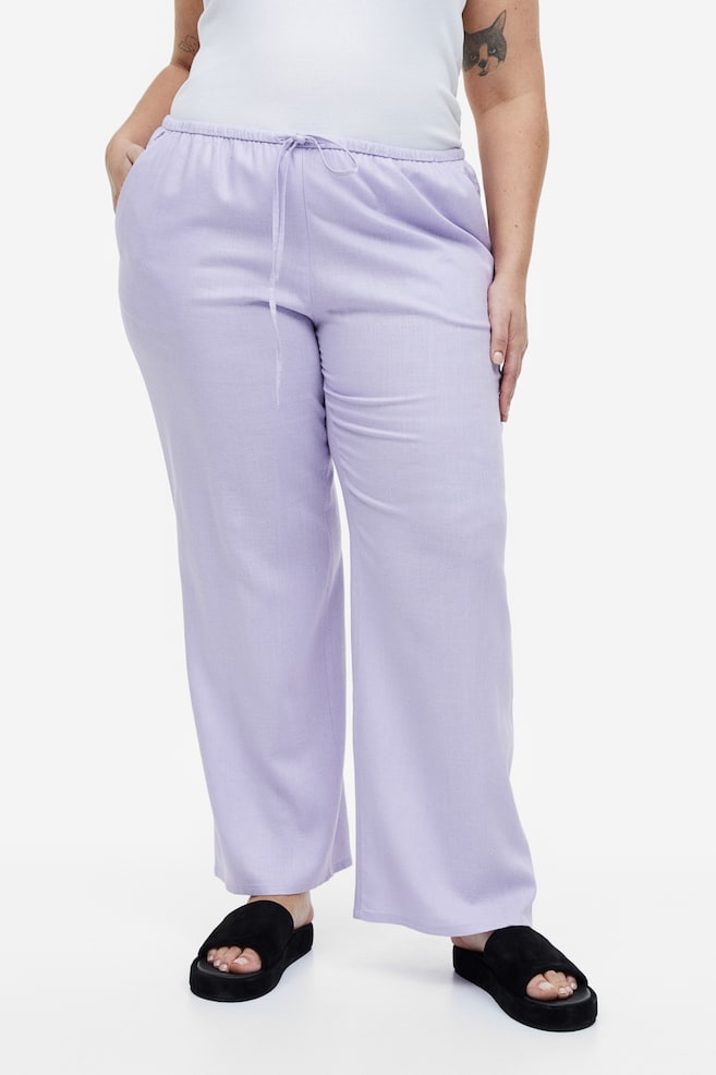 H&M+ Wide trousers - Light purple/Black/White - 7