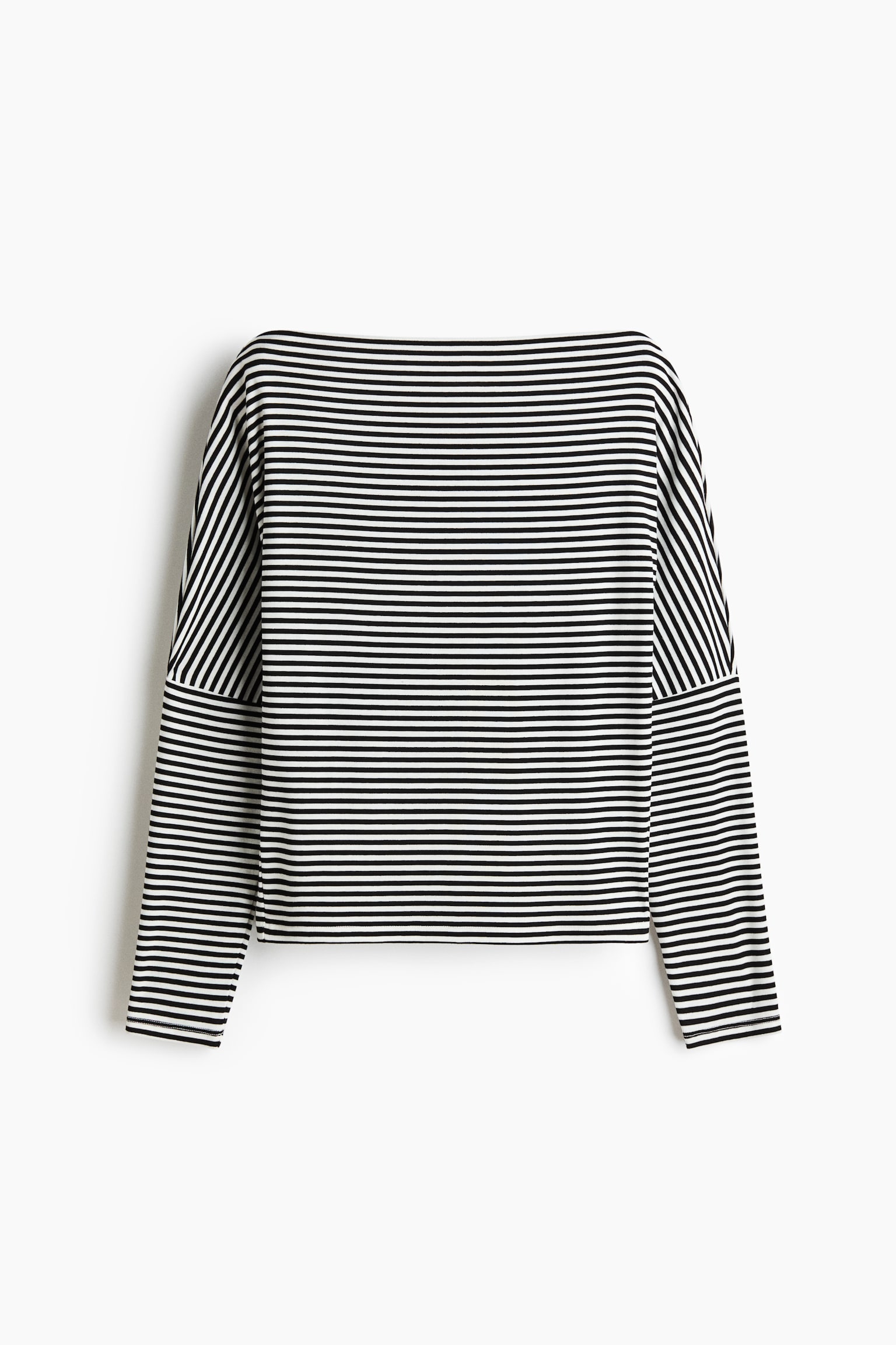 Shirt mit Boat Neck - Weiss/Schwarz gestreift/Black/Creme/Dunkelbraun gestreift - 1