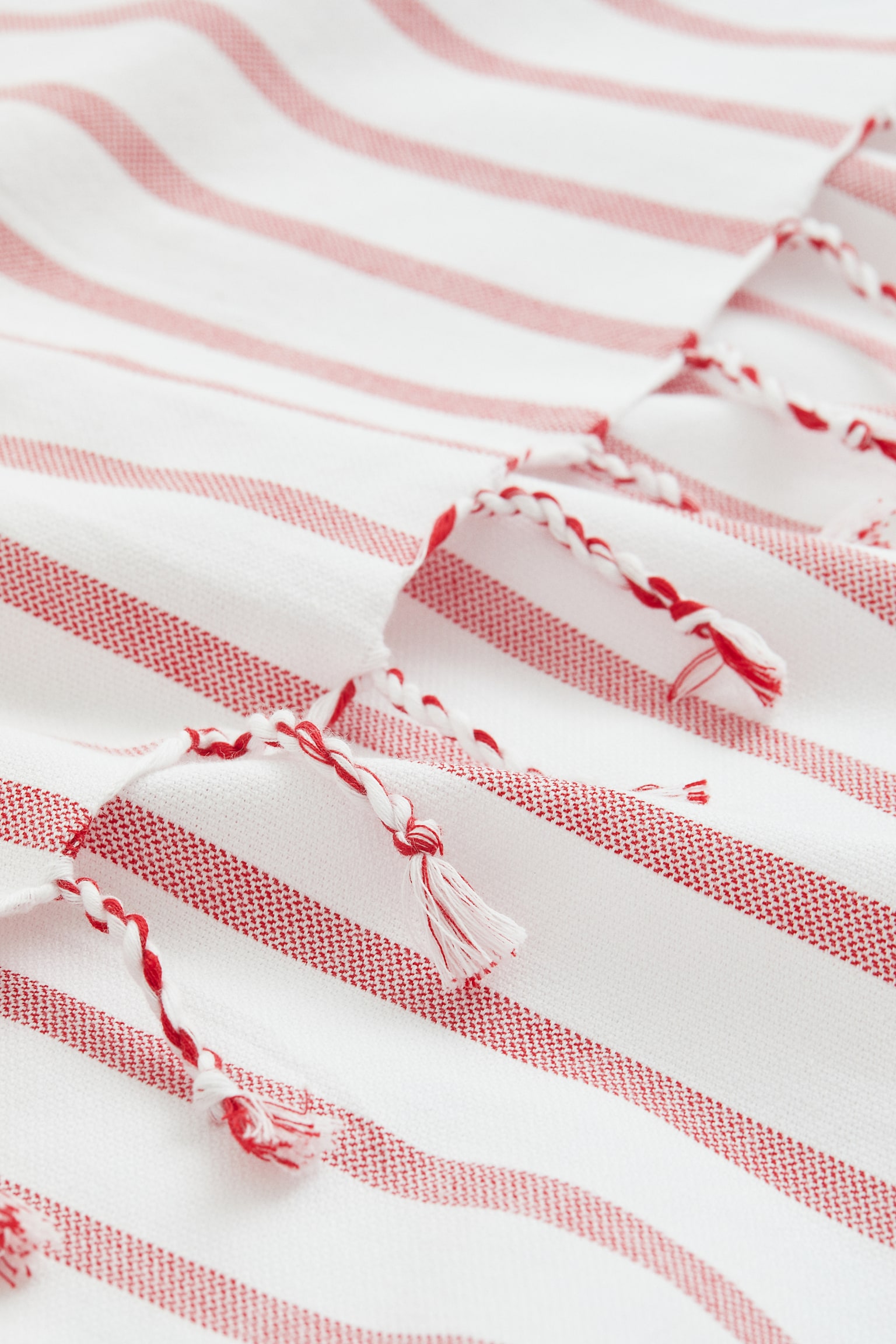 Large cotton beach towel - White/Red striped/White/Black striped - 3