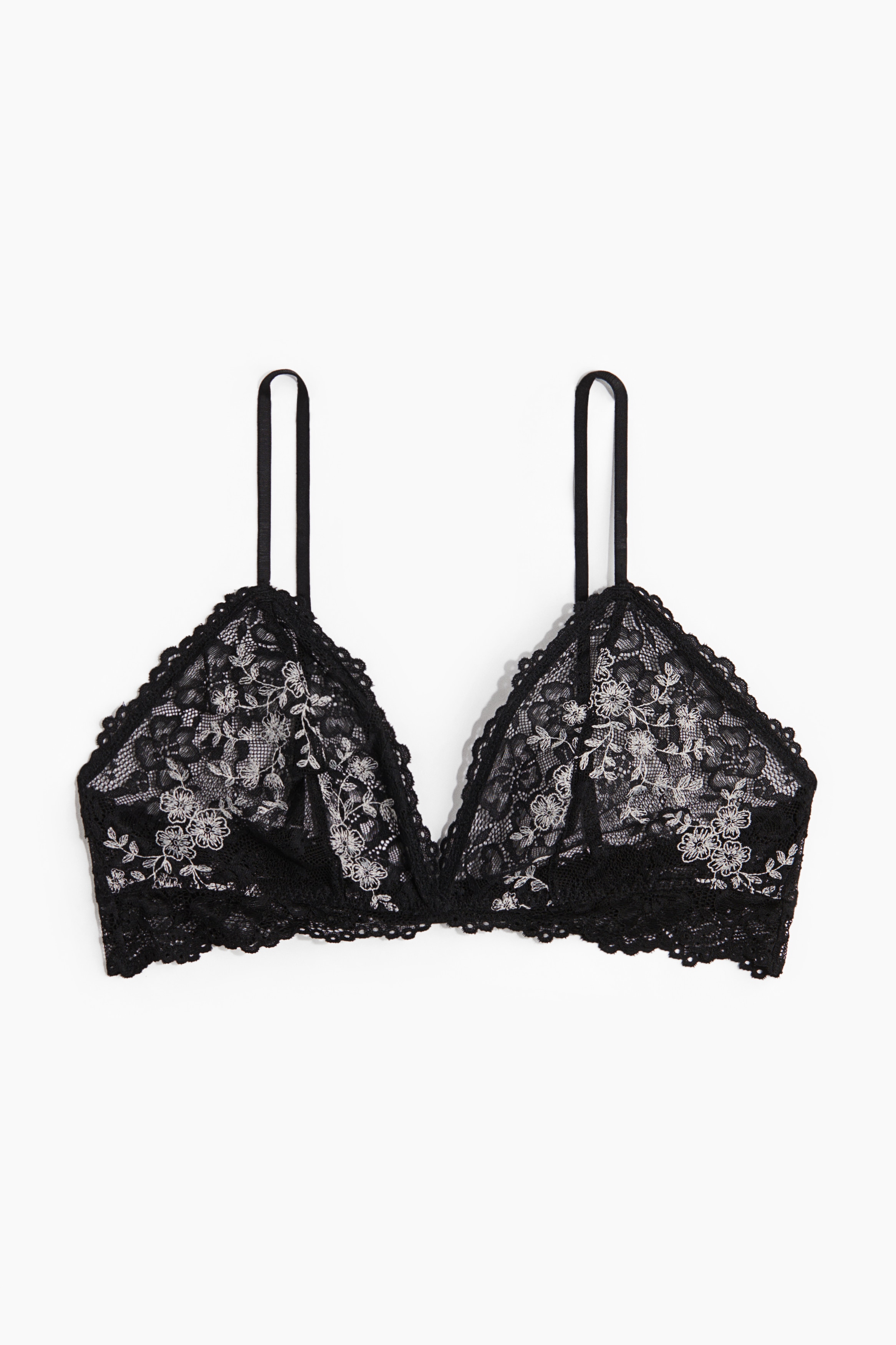 Morbido reggiseno in pizzo ricamato - Nero/bianco
