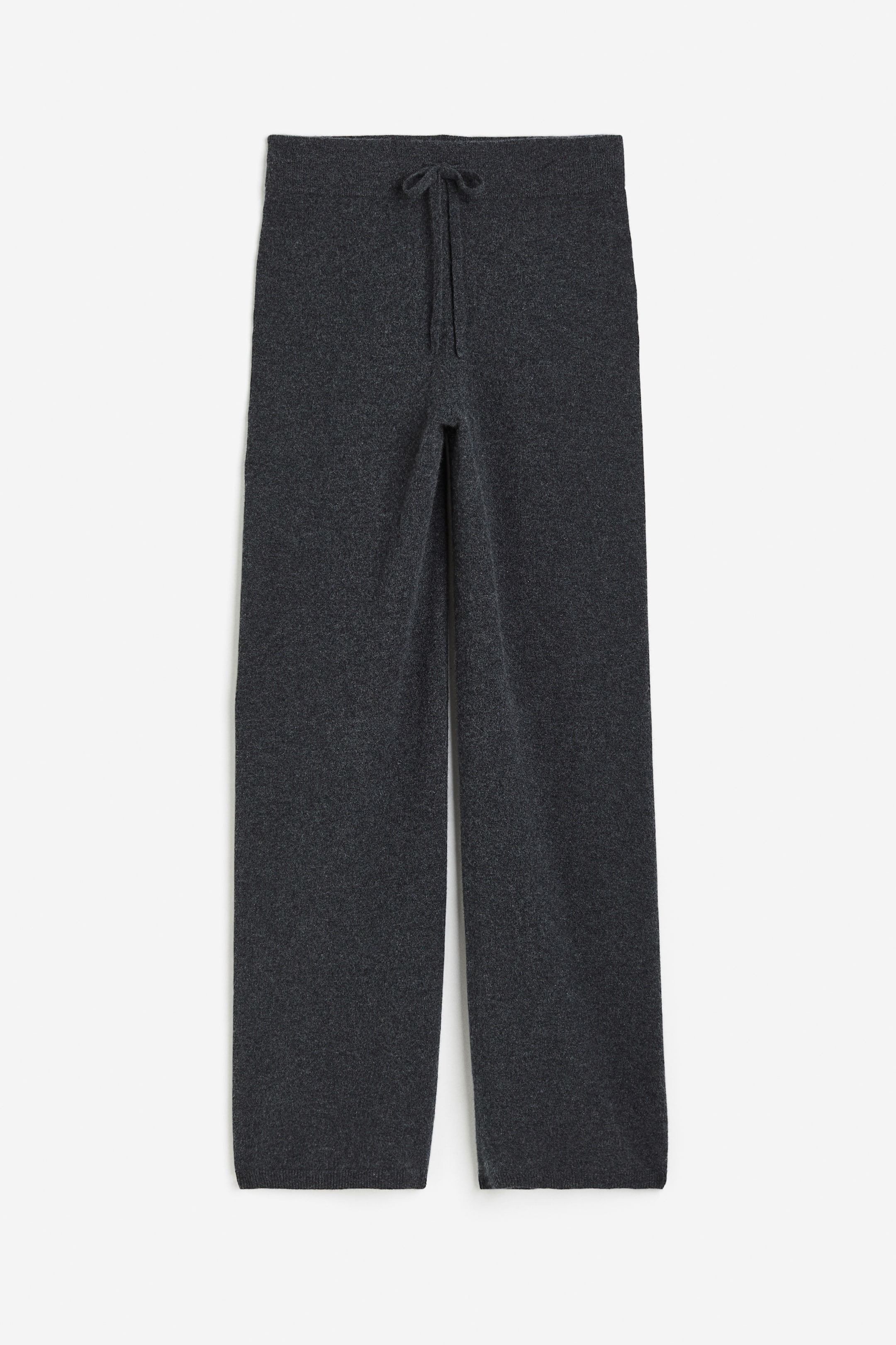 Knitted cashmere trousers - High waist - Long - Dark grey - Ladies | H&M GB