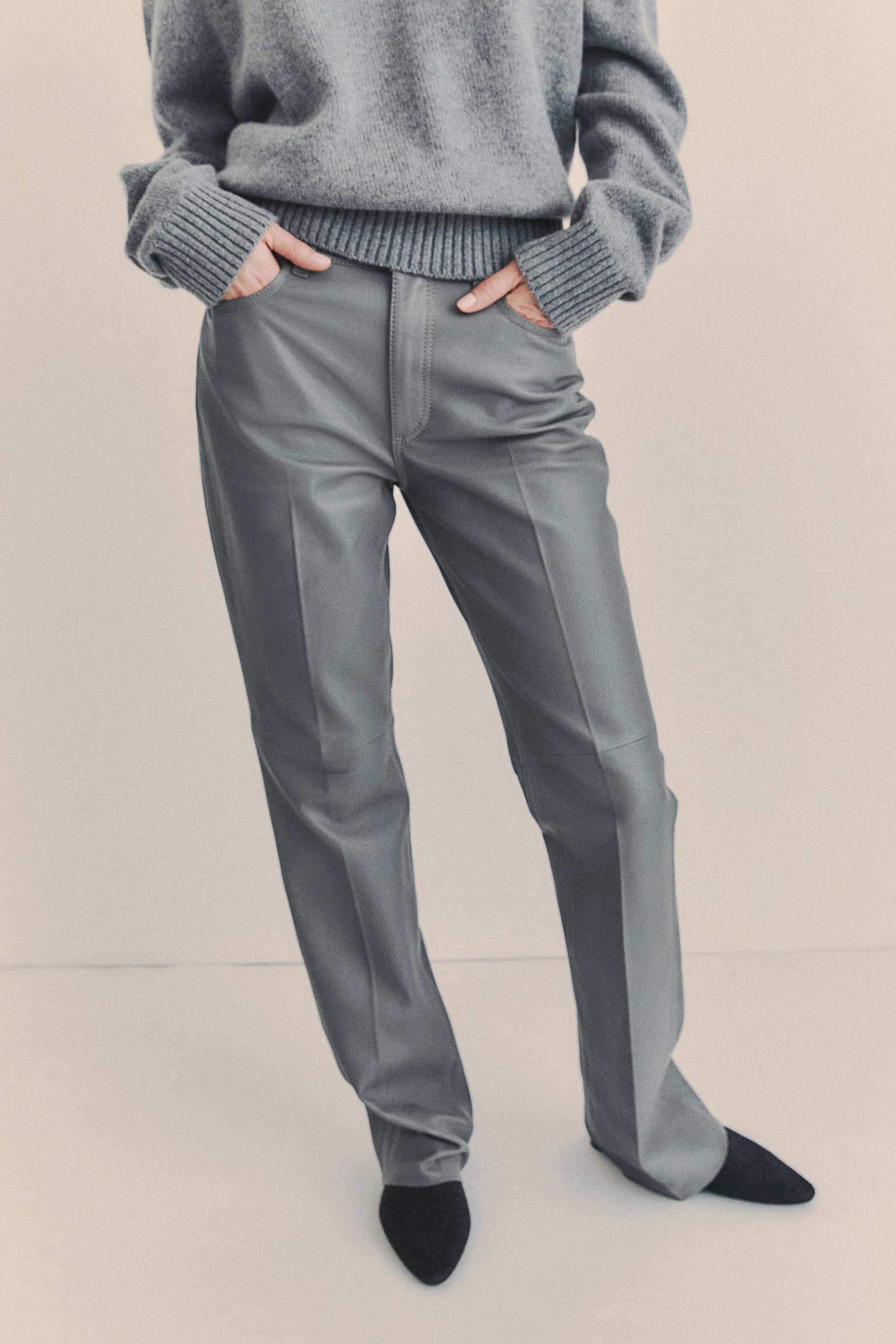 Leather trousers - Grey/Black - 6