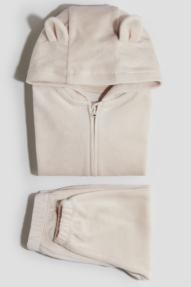 2-Piece Velour Set - Light beige - 1