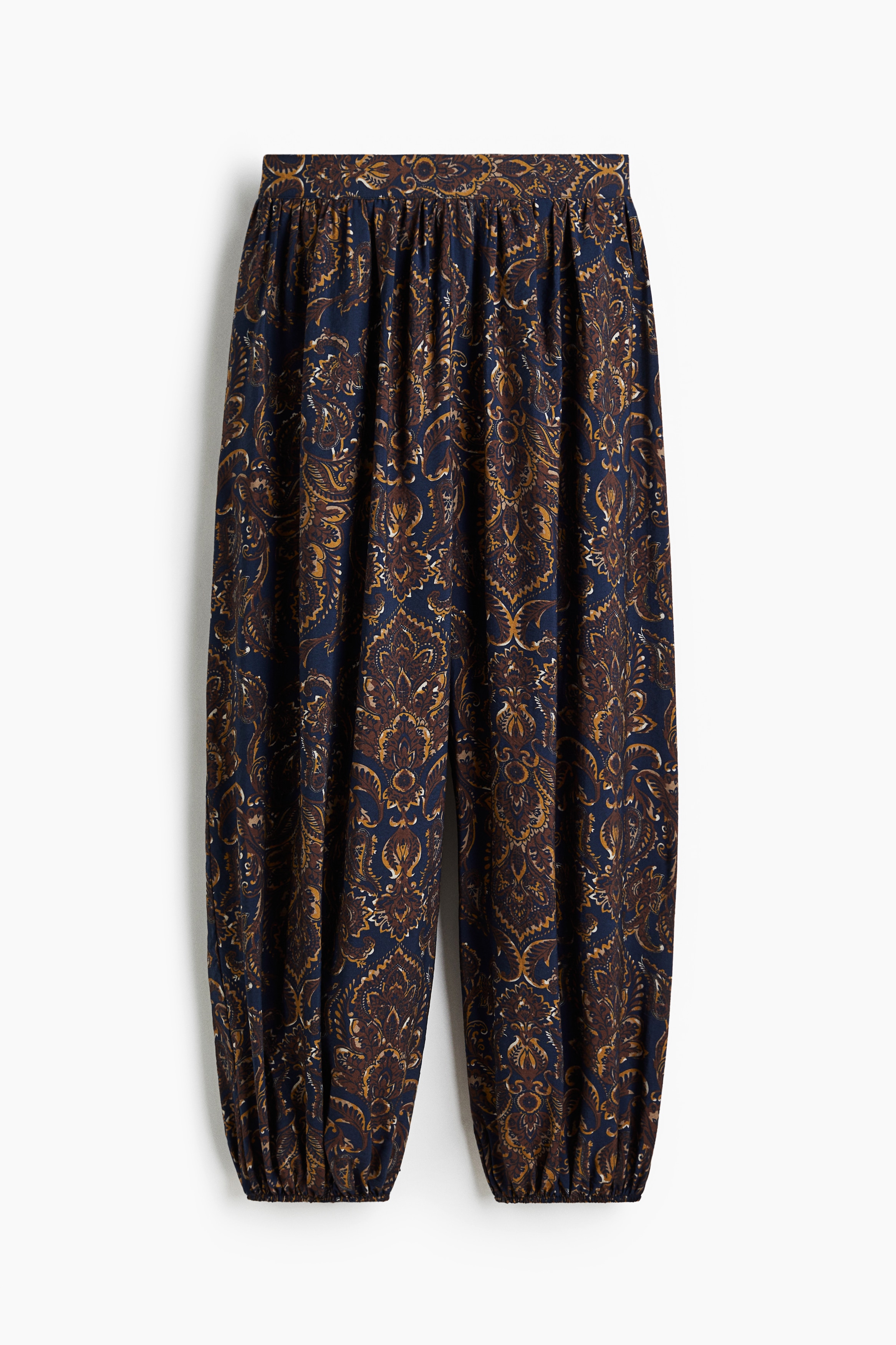 Balon Paçalı ve Desenli Pantolon - Mavi/Şal desenli/Mürdüm/Şal desenli