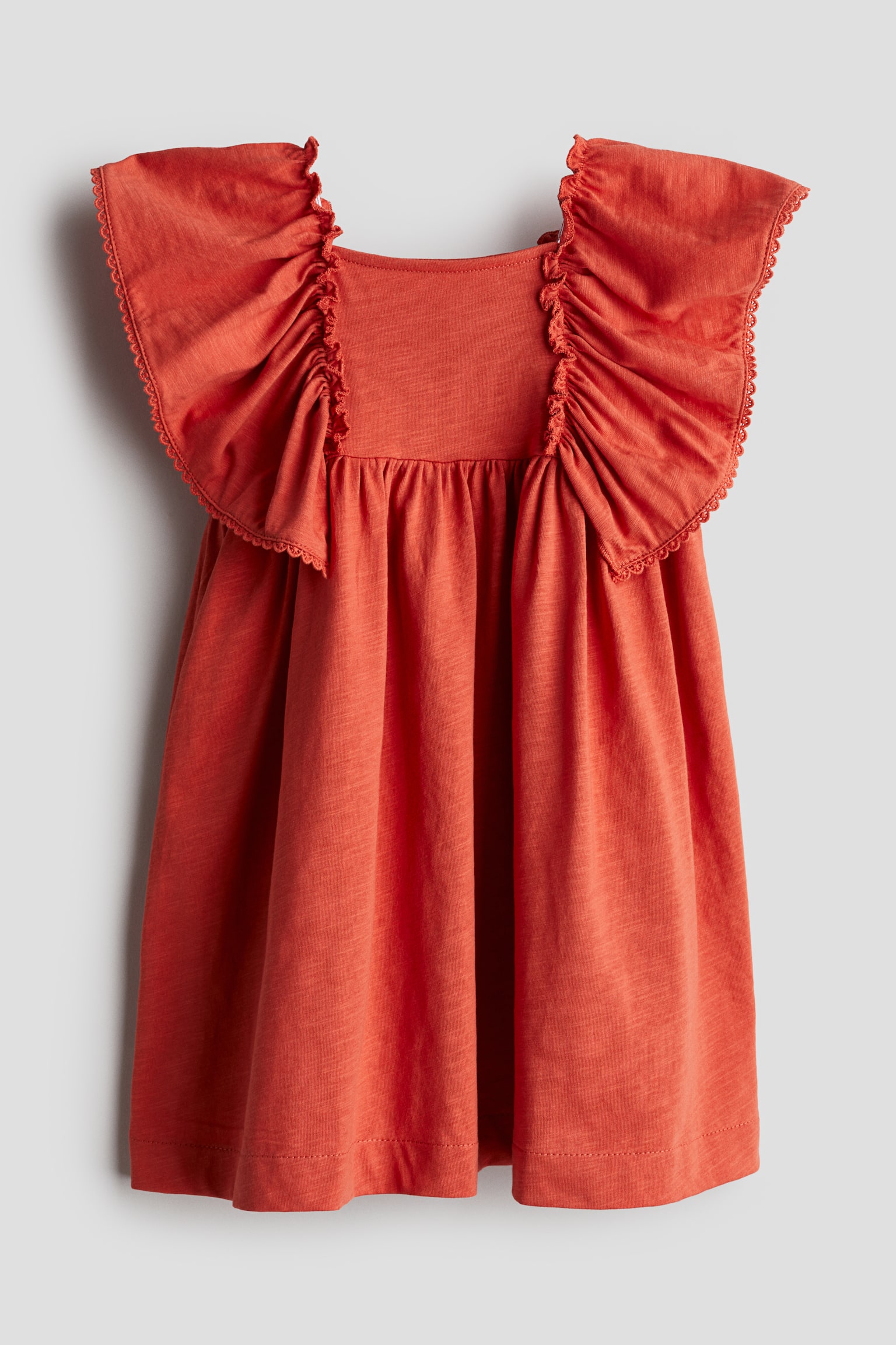 Butterfly-sleeved jersey dress - Terracotta/Cream/Charcoal/Mauve - 1