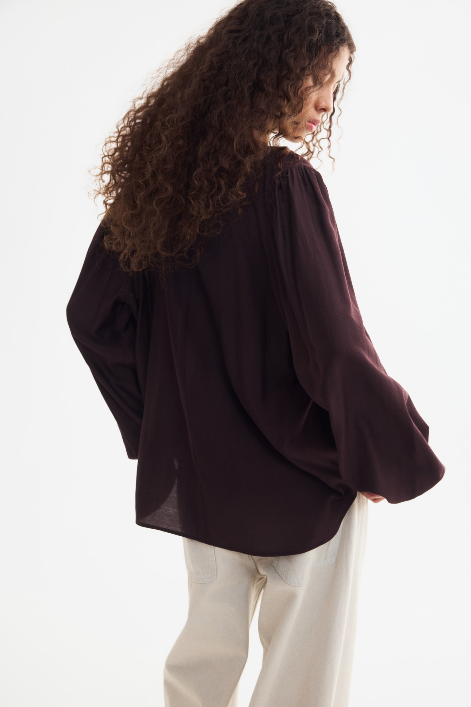 Женская блузка H&M Tie-Detail Blouse, цвет: Бордовый — фото 5