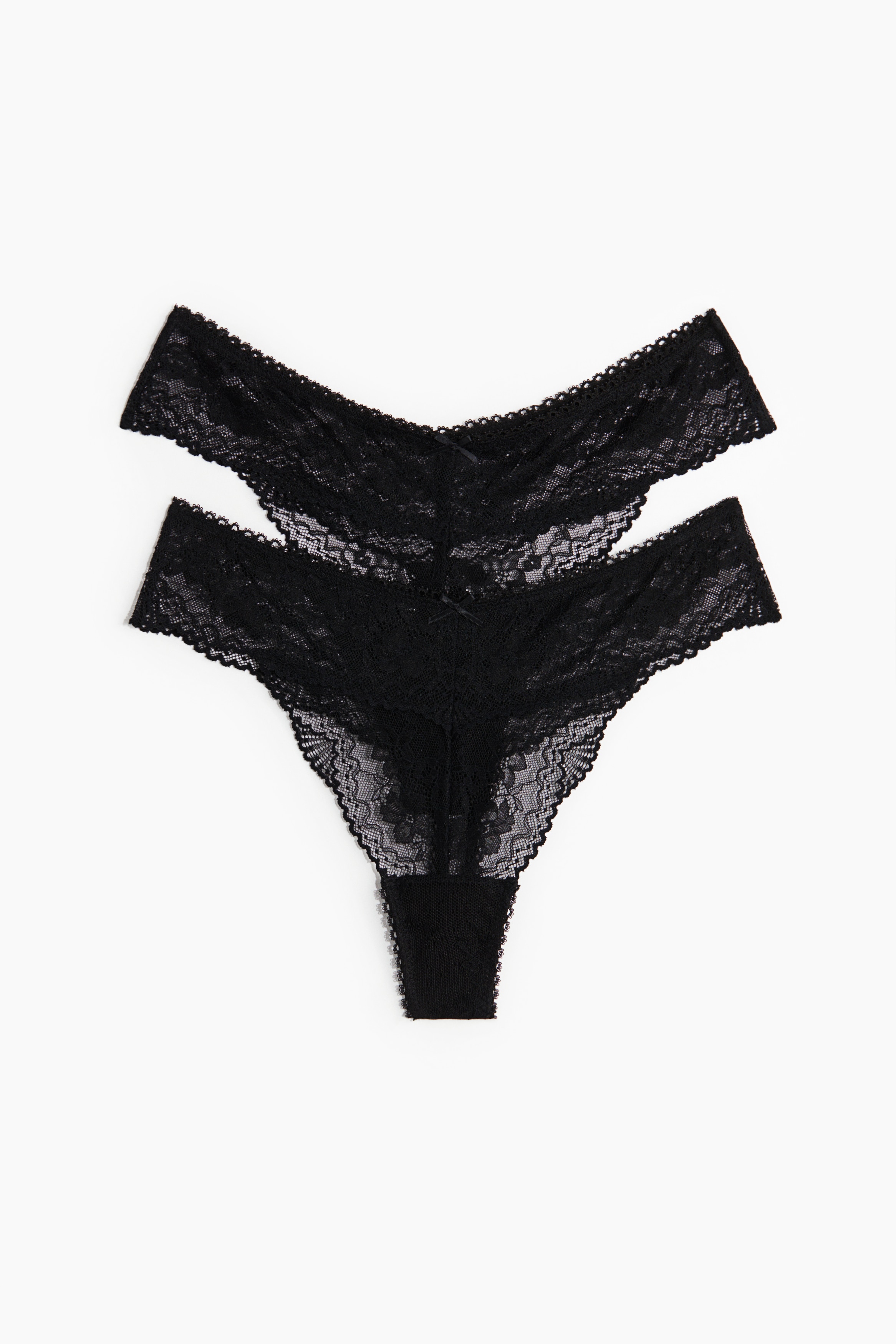 Thong in pizzo 2 pezzi - Nero/Rosa cipria