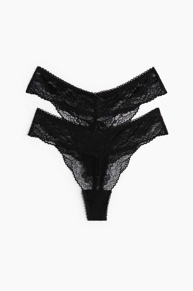 Set van 2 kanten slips - Thong - Zwart - 1