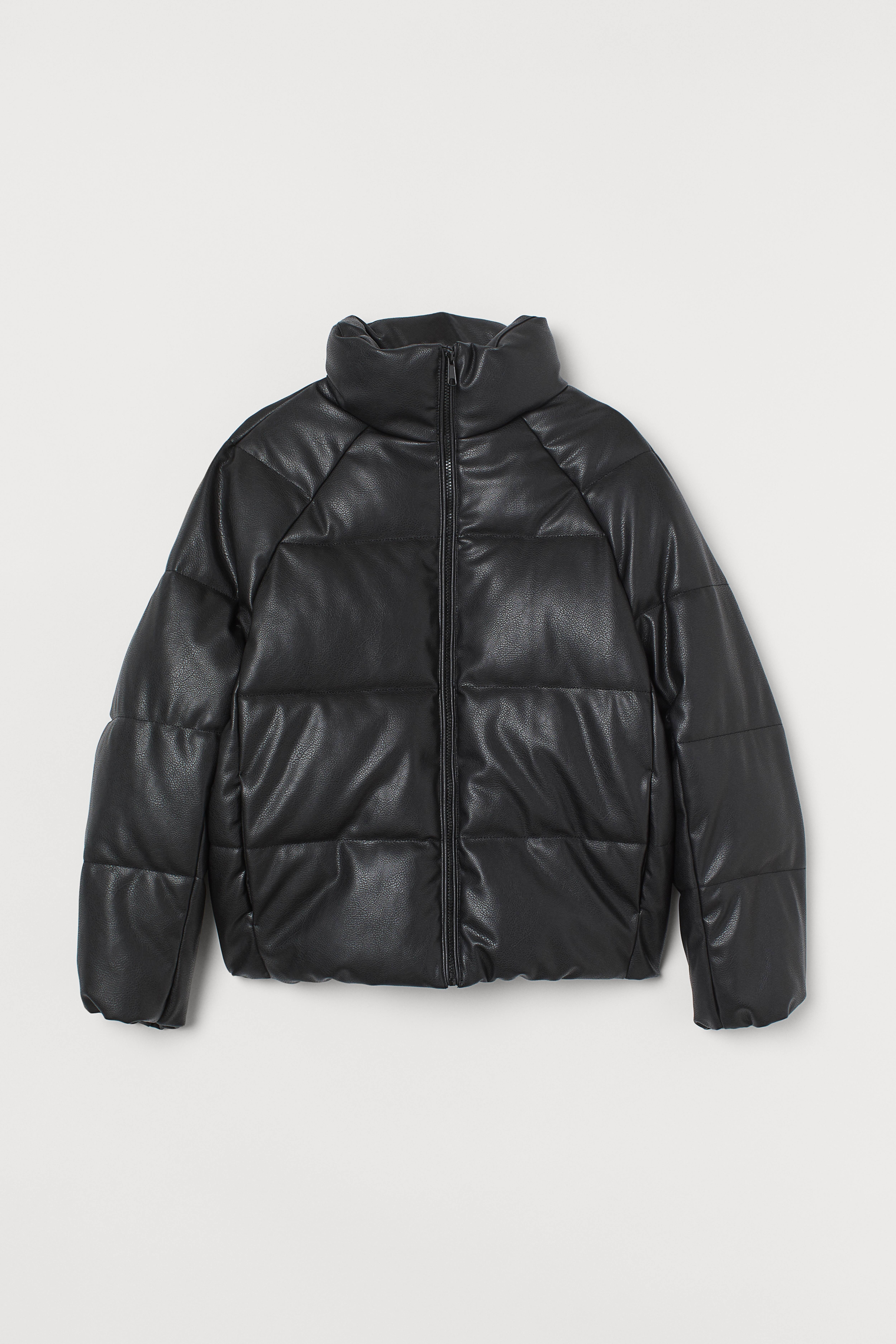 Faux Leather Puffer Jacket