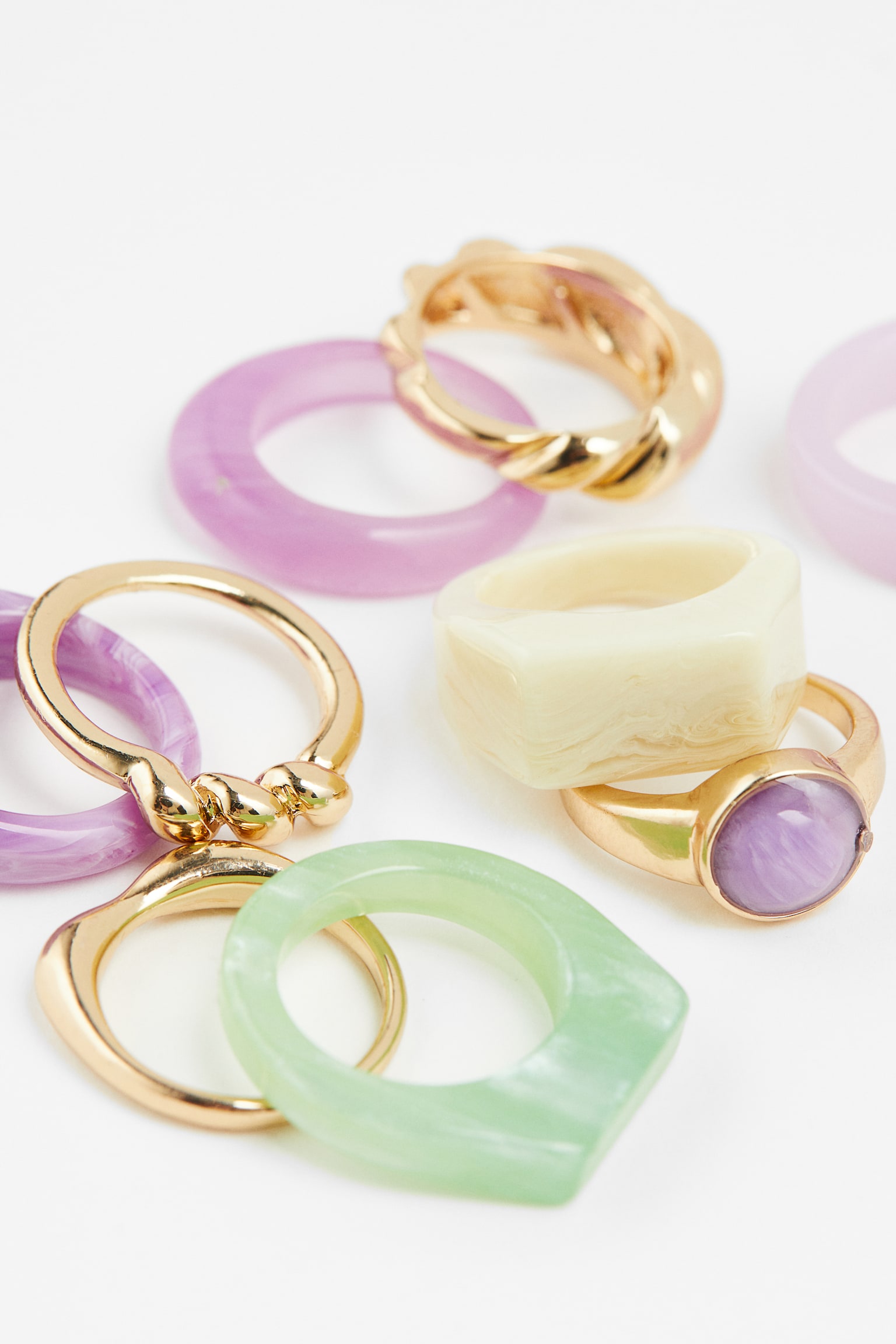 9-pack Rings - Purple/Gold colour/Gold colour/White/Pink/Silver colour/Orange/Gold colour - 2