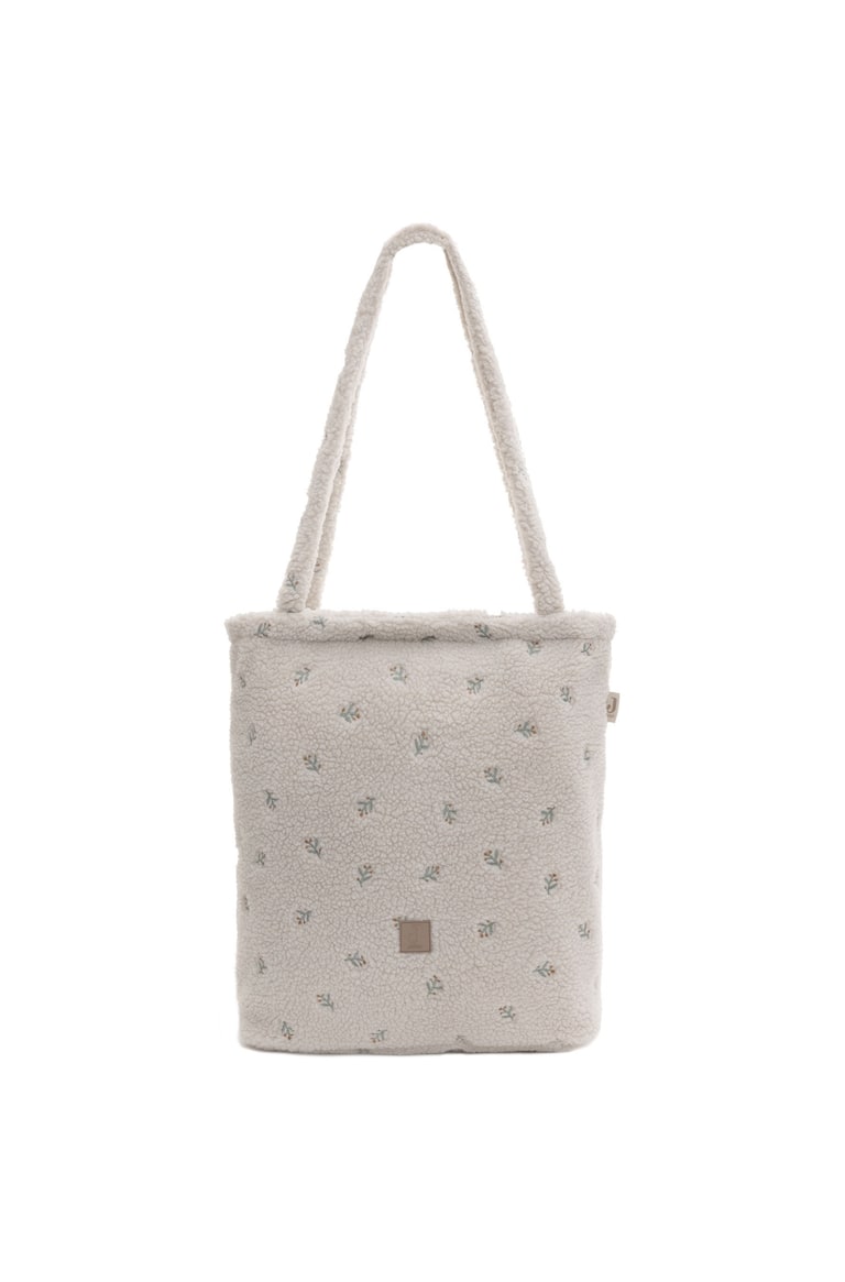 Jollein Luiertas Embossed Lily – Milky Coffee – Stijlvolle luiertas met reliëfpatroon – waterafstotend en onderhoudsvriendelijk – verstelbare schouderriem – 42 x 30 x 15 cm