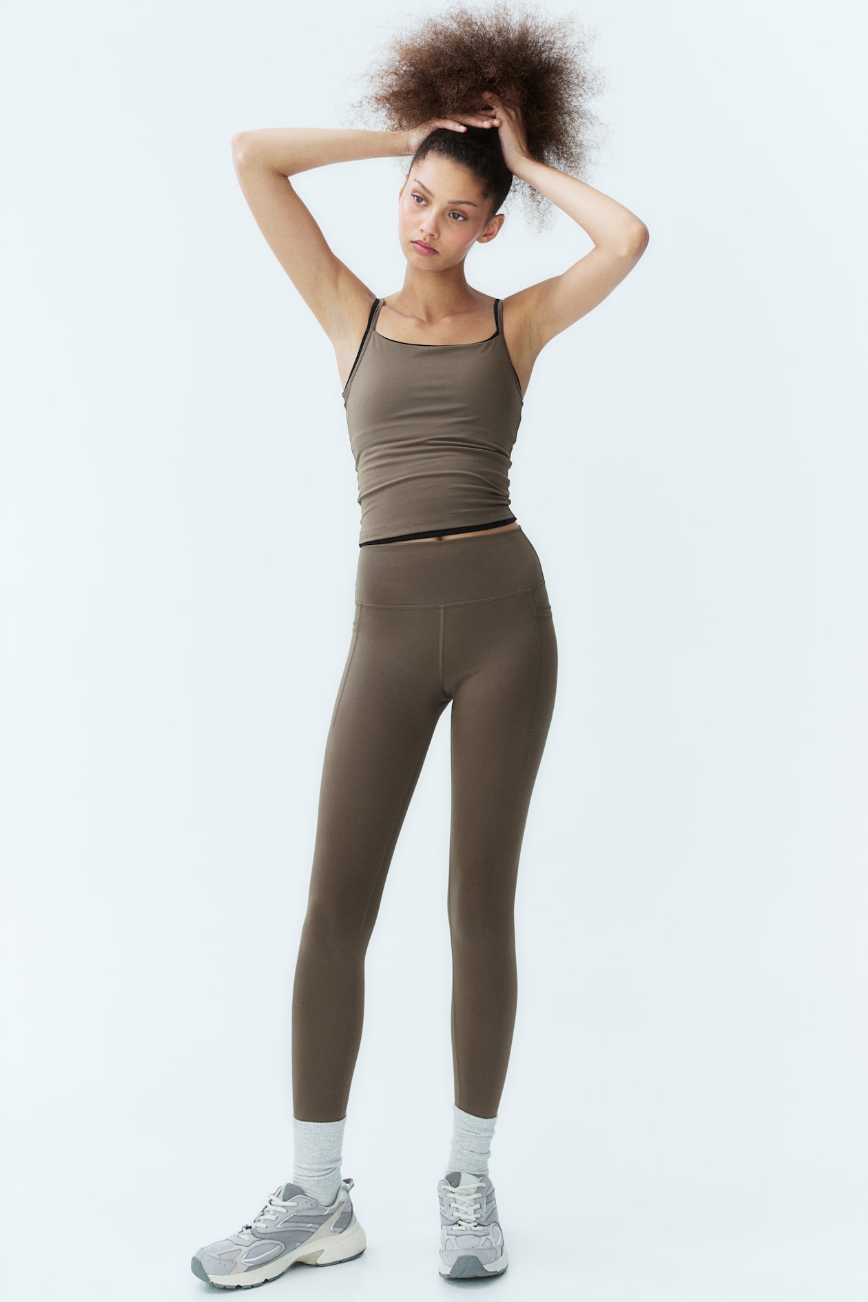 Leggings de deporte DryMove™ con bolsillos Beige oscuro MUJER