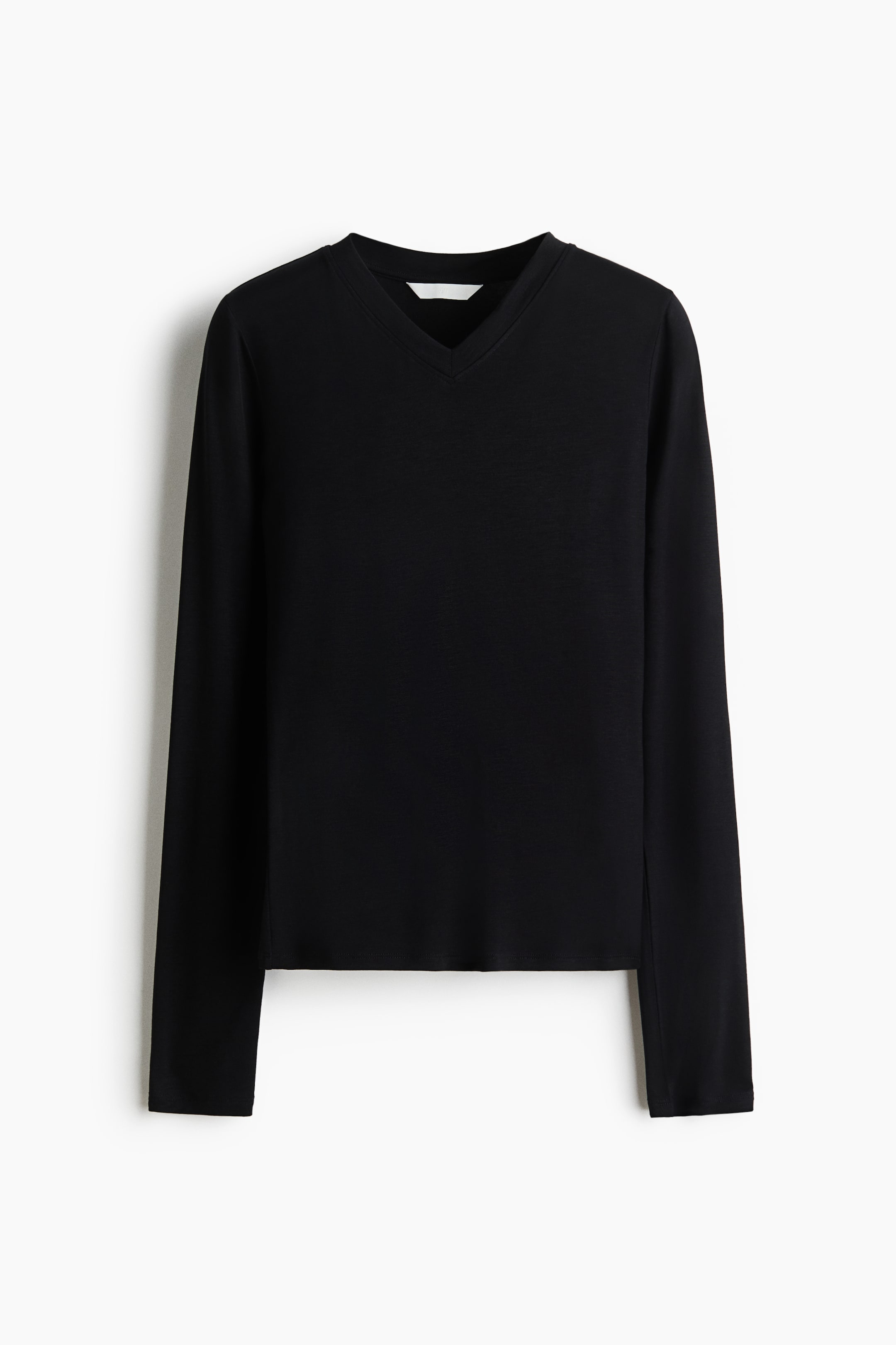 View larger image: Long-sleeved lyocell-blend top - Black - Ladies | H&M 1