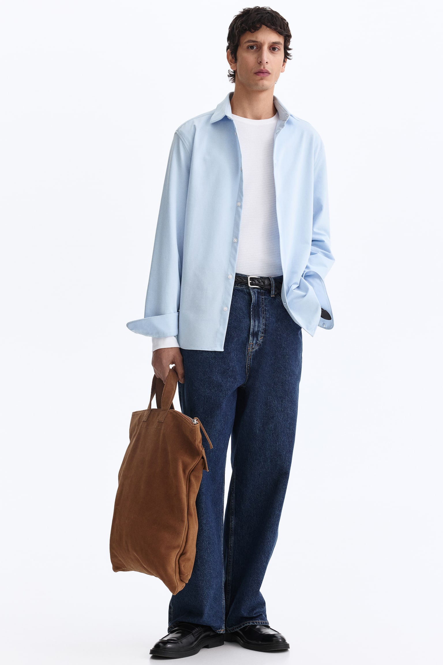 חולצה Four-Way Stretch Slim Fit - תכלת/לבן/שחור - 5