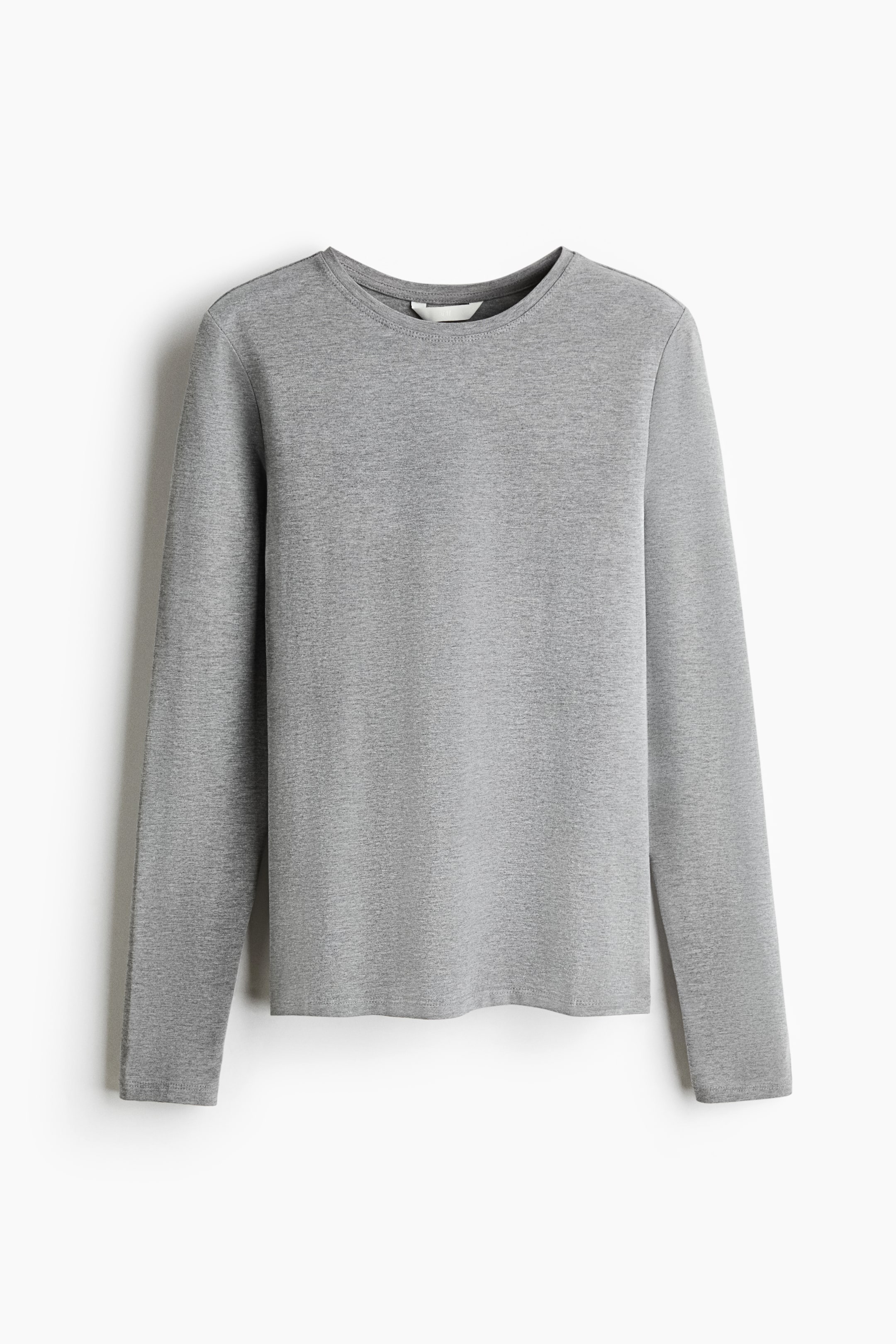 View larger image: Fitted cotton top - Grey marl - Ladies | H&M 1