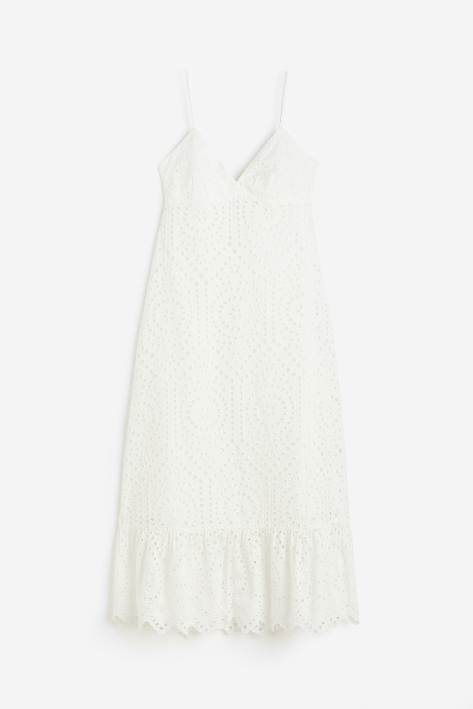 Broderie Anglaise Dress - White - 1