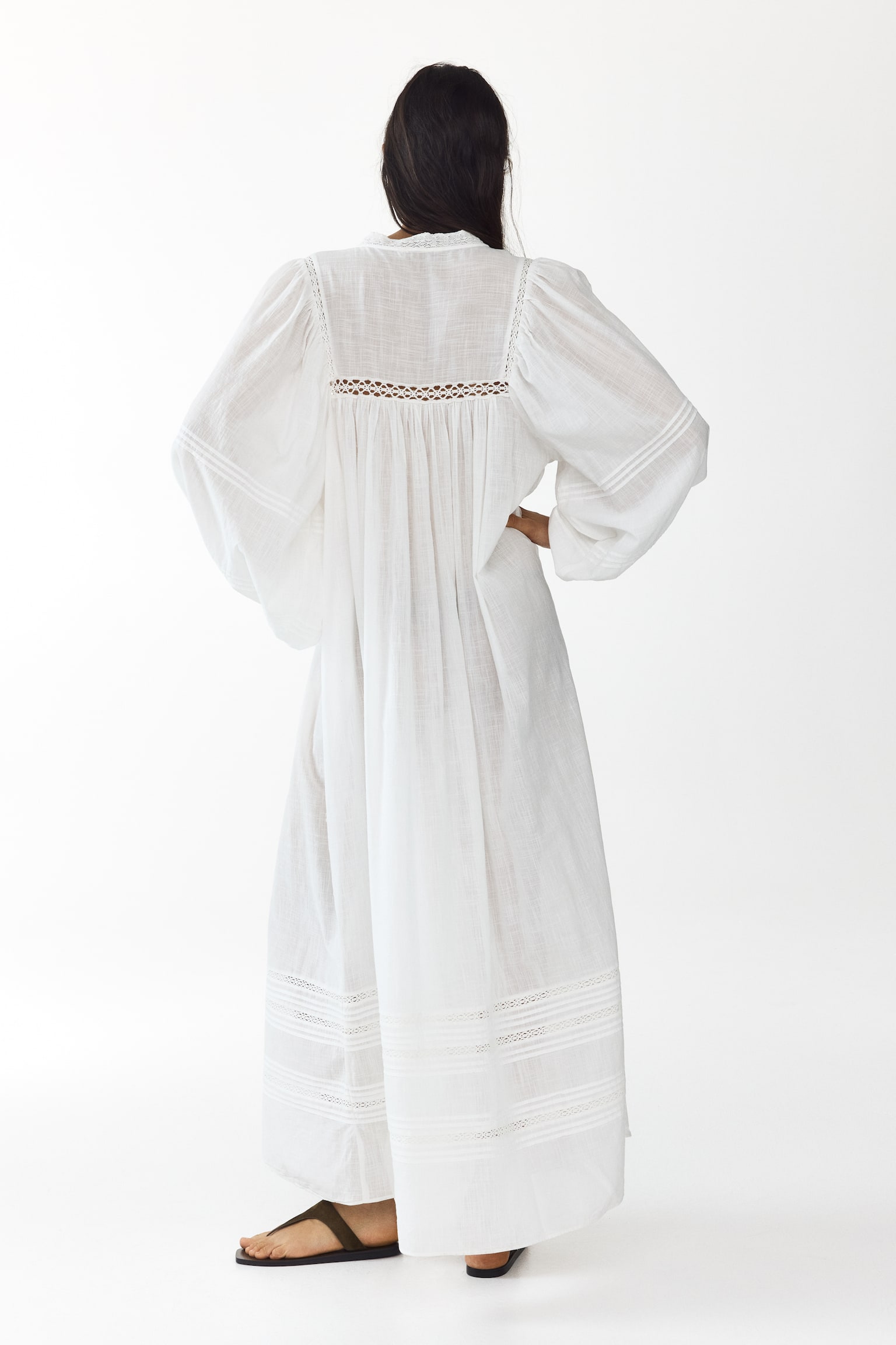 Oversized tie-belt tunic dress - White - 6