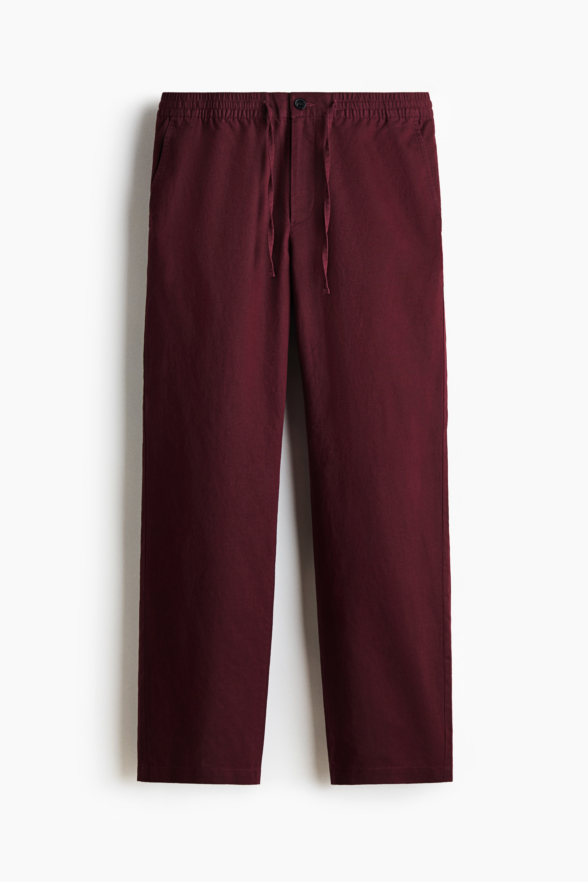 Regular Fit Linen-blend trousers - Burgundy