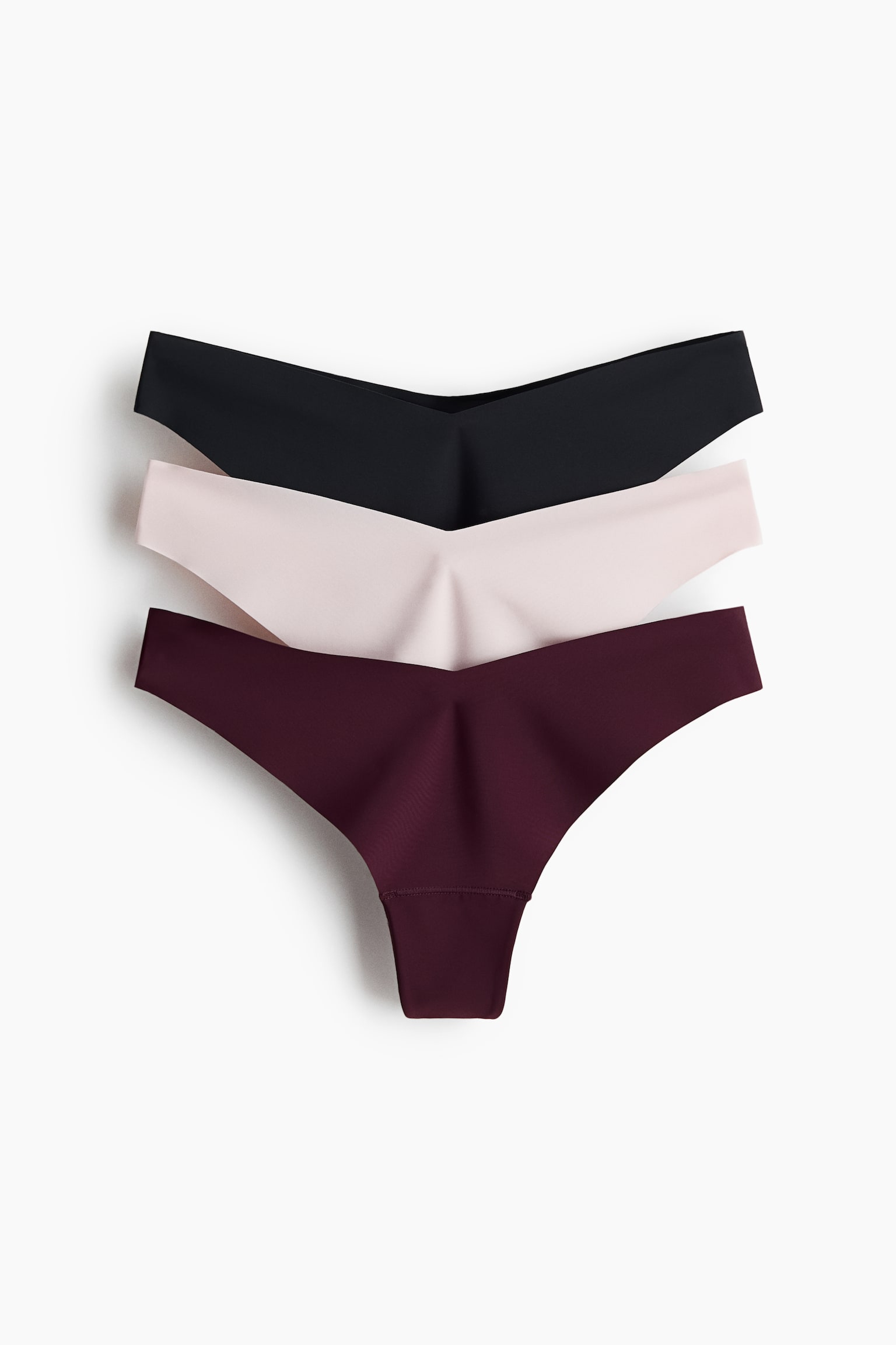 3-Pack Invisible Thong Briefs with Lycra® - Burgundy/light beige/black/Black/Light beige