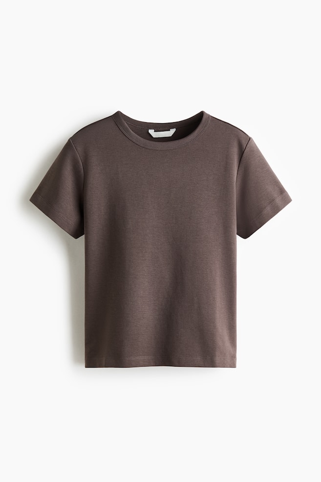 Nauwsluitend T-shirt - Donkertaupe/Wit/Lichtbeige/Donkergrijs/Donkerrood/Zwart/Zwart/wit gestreept/Marineblauw/gestreept - 1