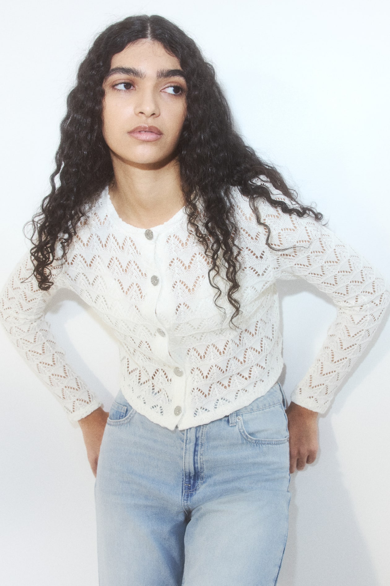 Pointelle-Knit Cardigan