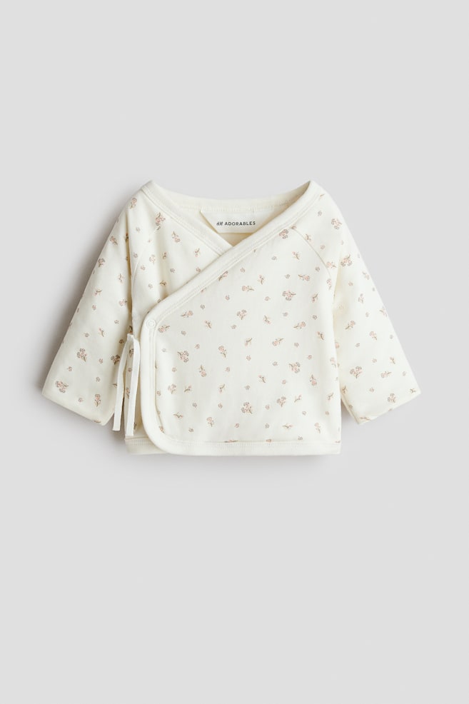 Padded Wrapover Top - Cream/floral - 1