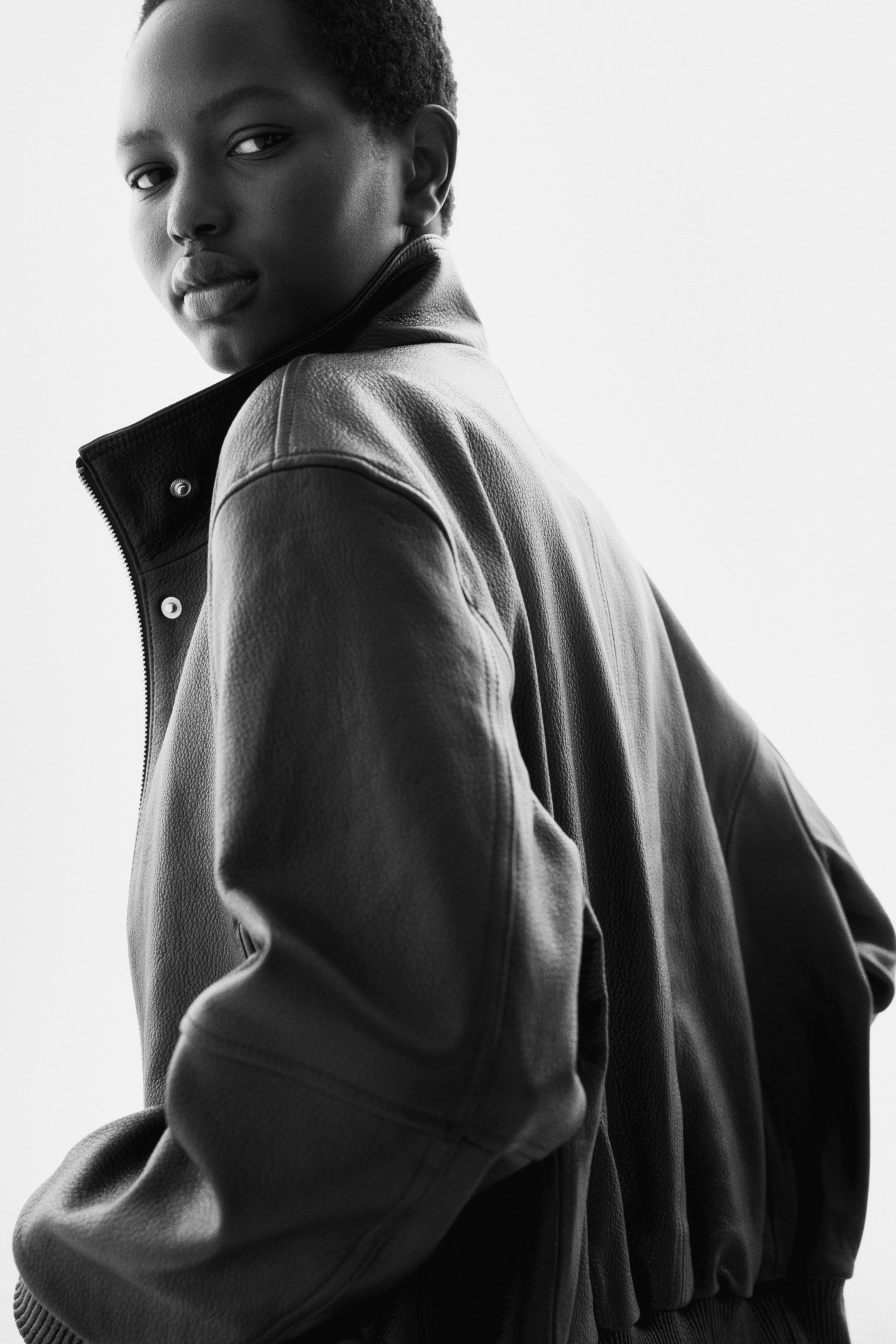 Veste ample en cuir