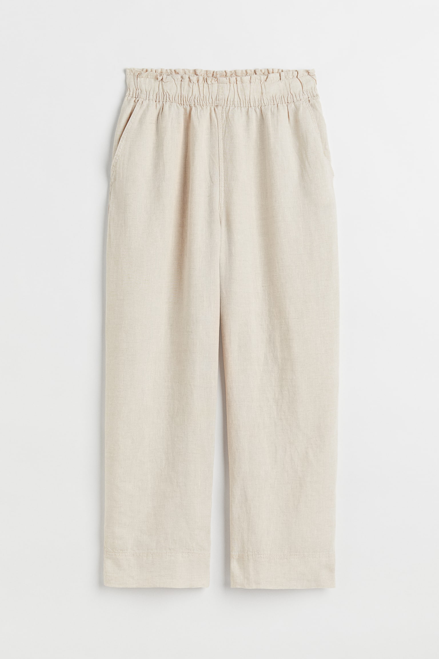 Ankle Length Linen Pants - Light beige/Khaki green/Black/Red - 2