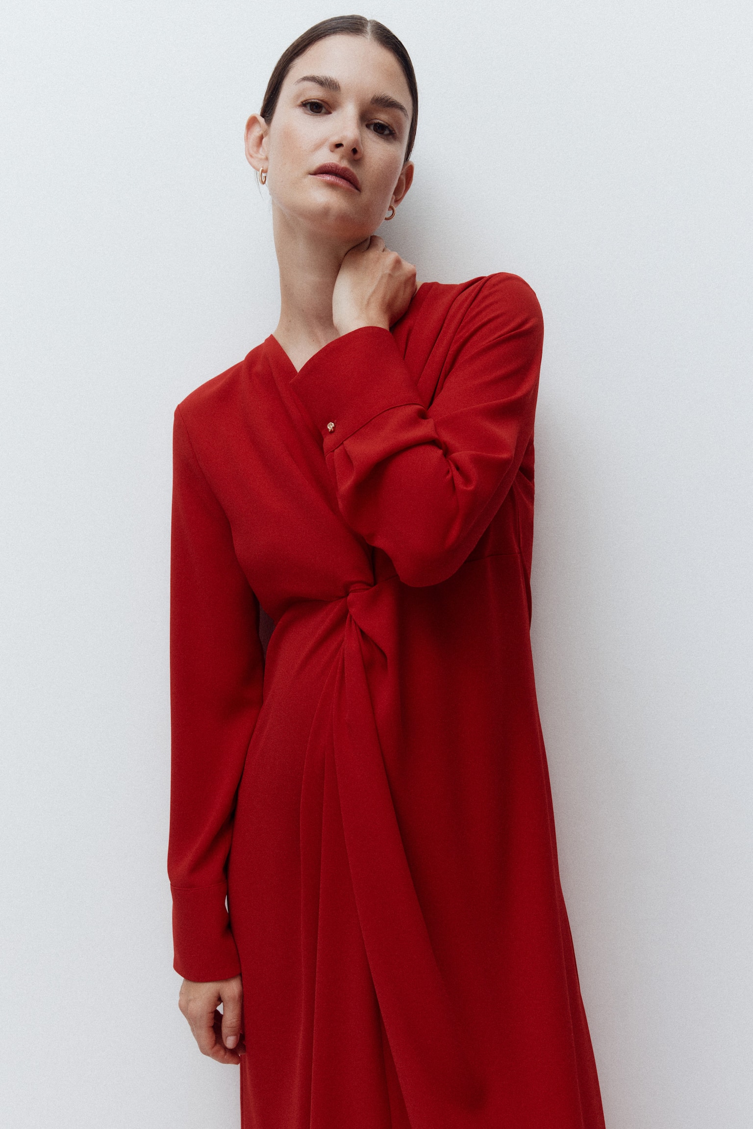 MAMA Draped dress - Red/Dark green - 5