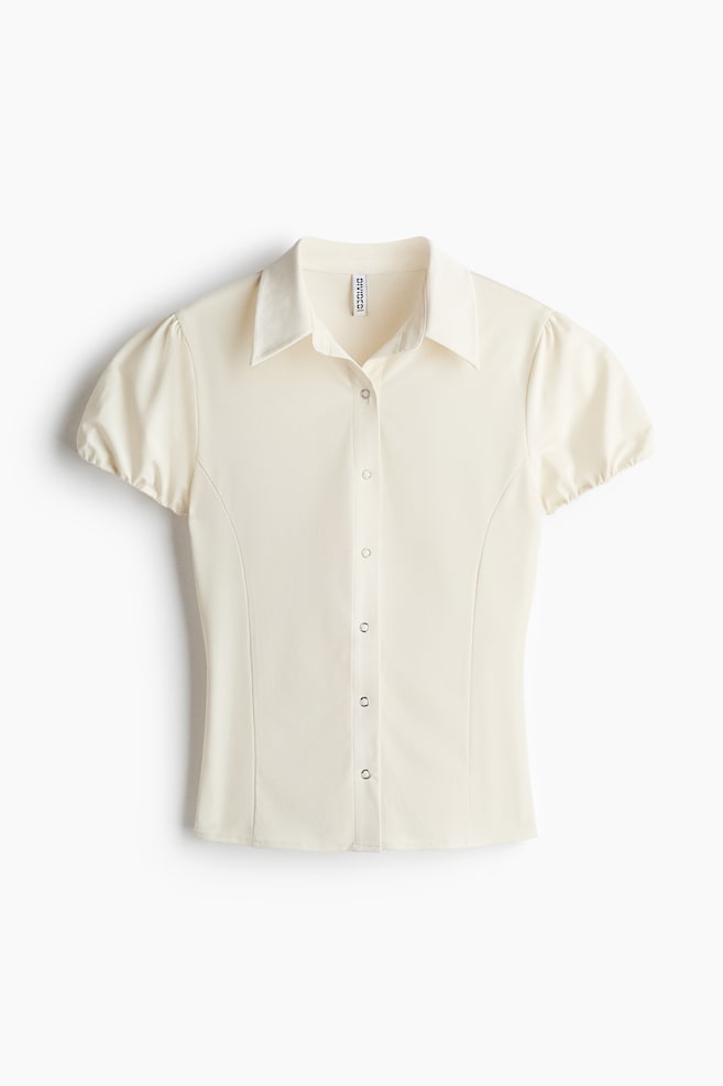 Puff-sleeved top - Cream - 1