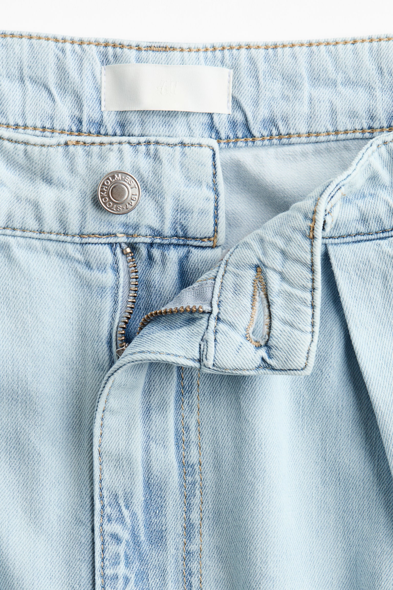 Женские джинсы H&M Extra-Wide Regular-Waist, цвет: Светлый джинсовый синий — фото 8