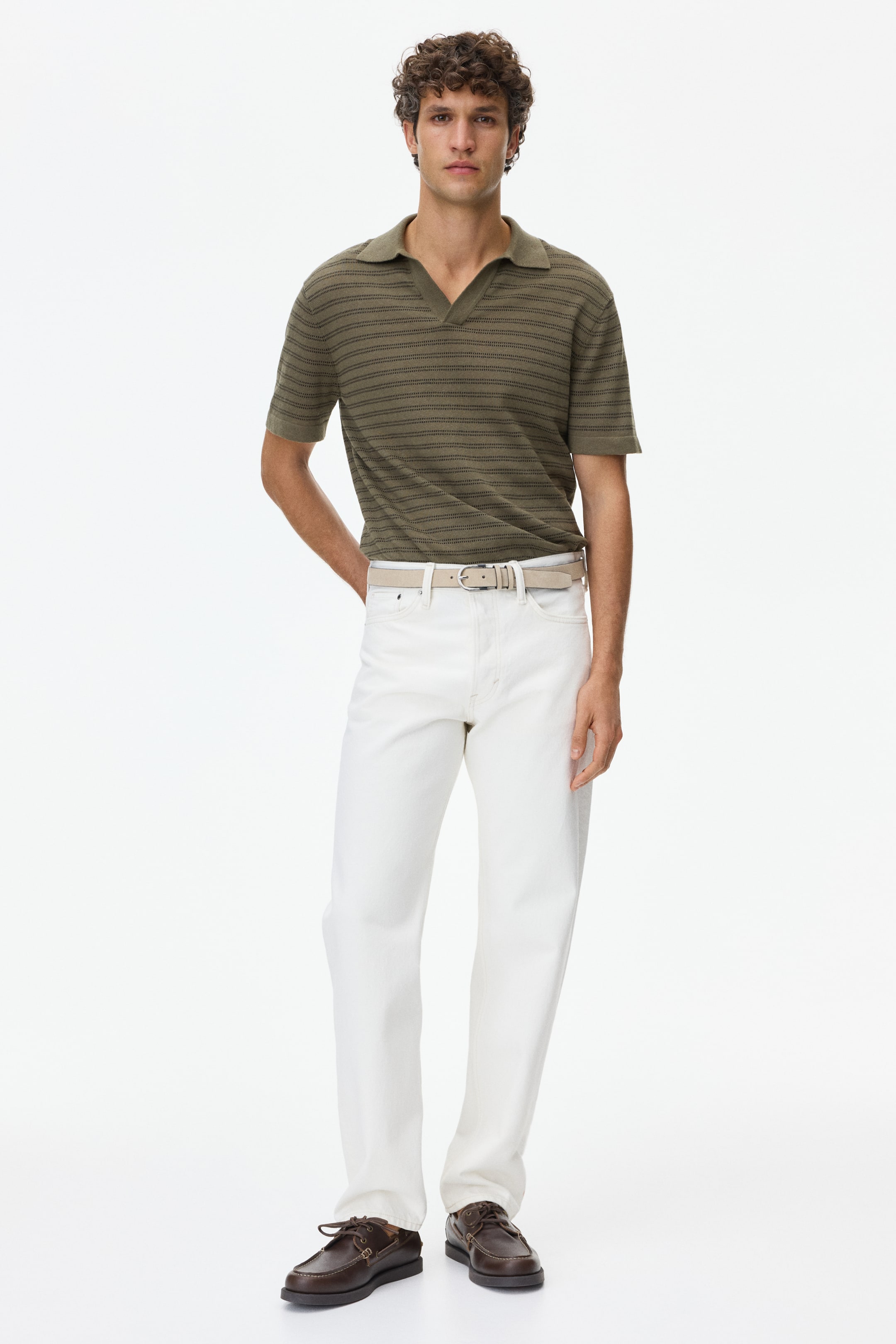 Regular-Fit Linen-Blend Polo Shirt