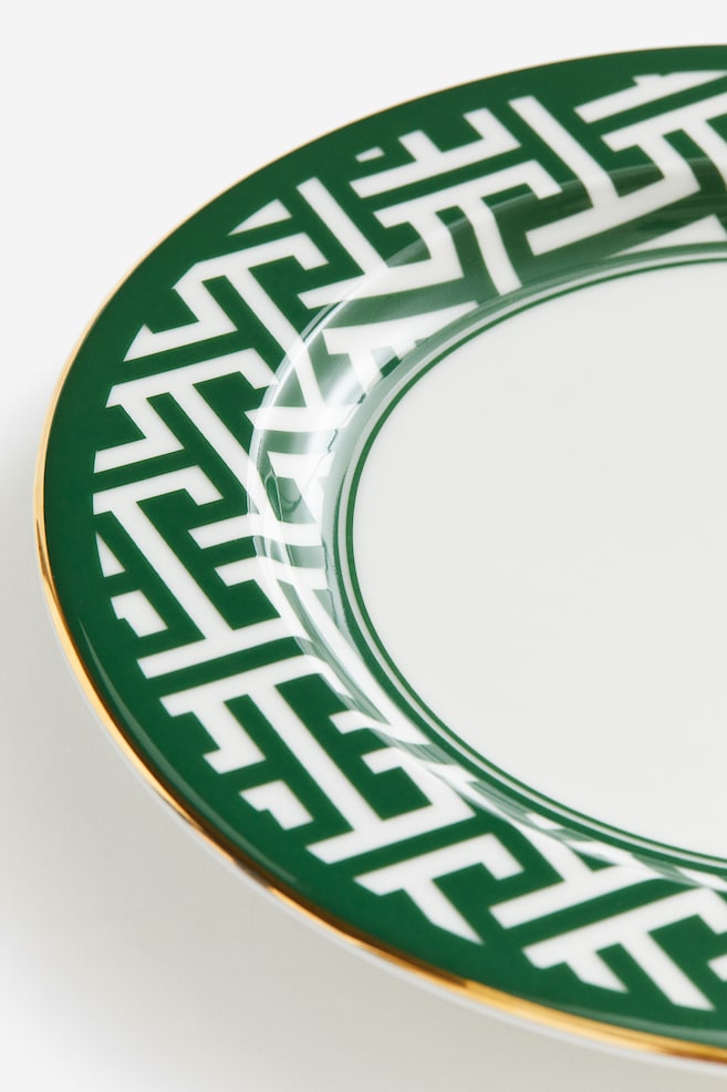 Small porcelain plate - Green/Patterned/White/Black/Black/Patterned - 3
