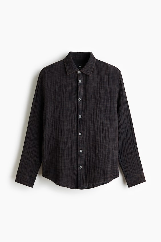 Мужские рубашки H&M Regular-Fit Cotton Muslin Shirt