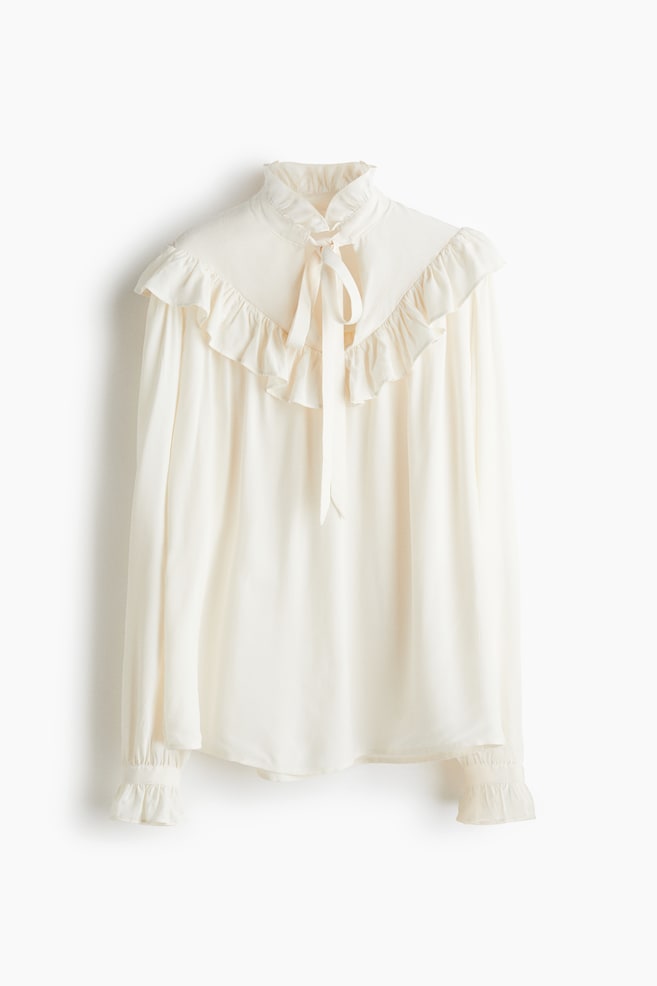 Blouse à volants - Crème - 1