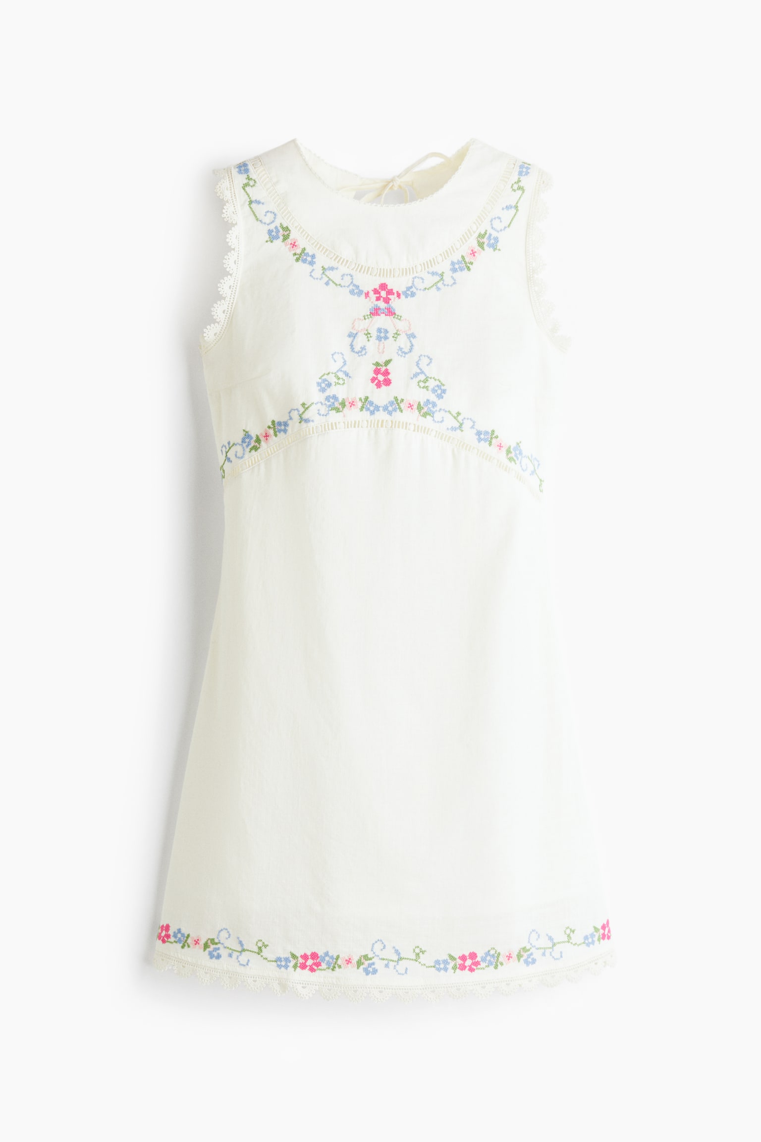 Embroidered open-back dress - Ivory/Floral - 2