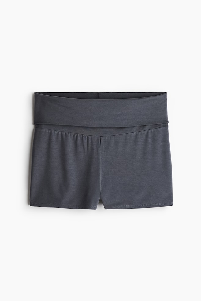 Foldover-waist mini shorts - Dark grey - 1