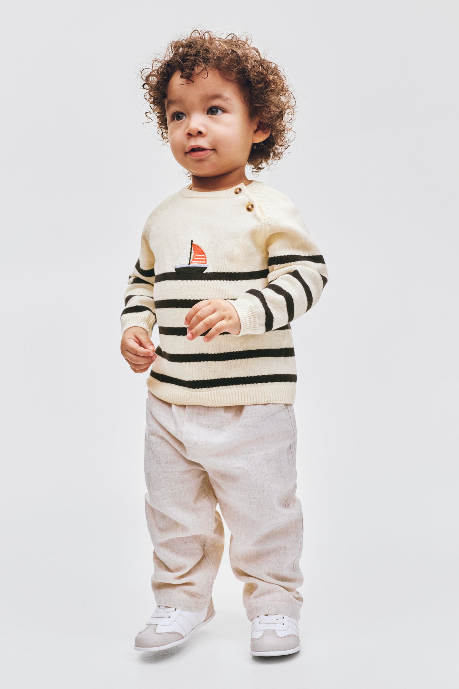 Cotton-knit jumper - Light beige/Sailing boat - 5